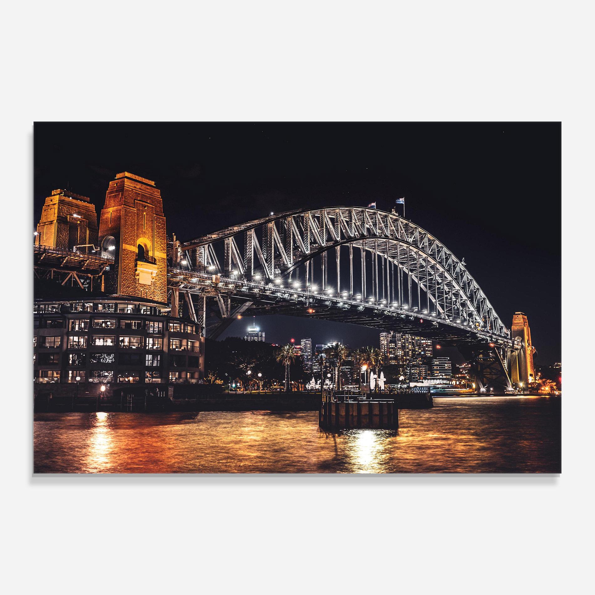 Glasbild Sydney Night Bridge mockup 0