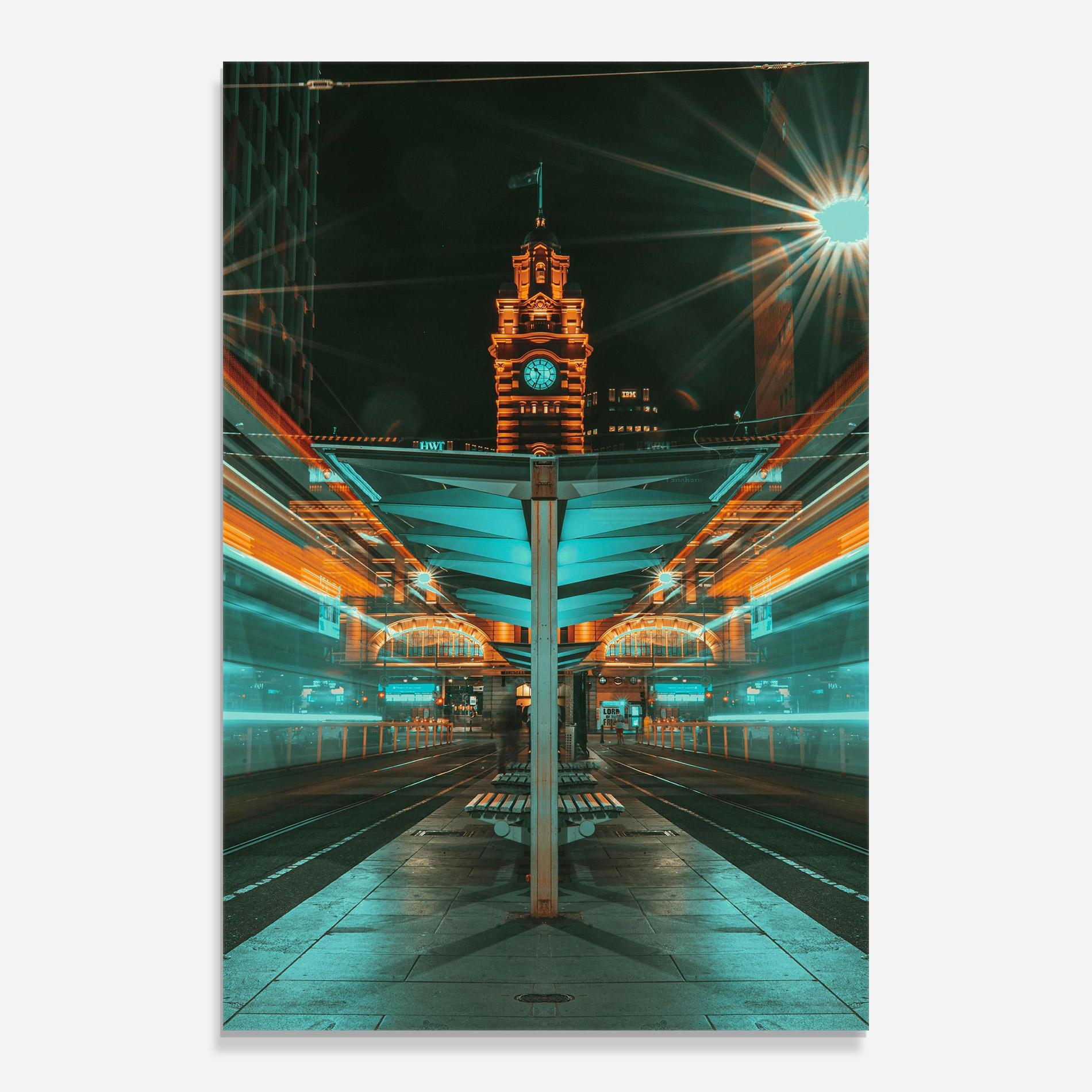 Glasbild Clock Tower Light mockup 0