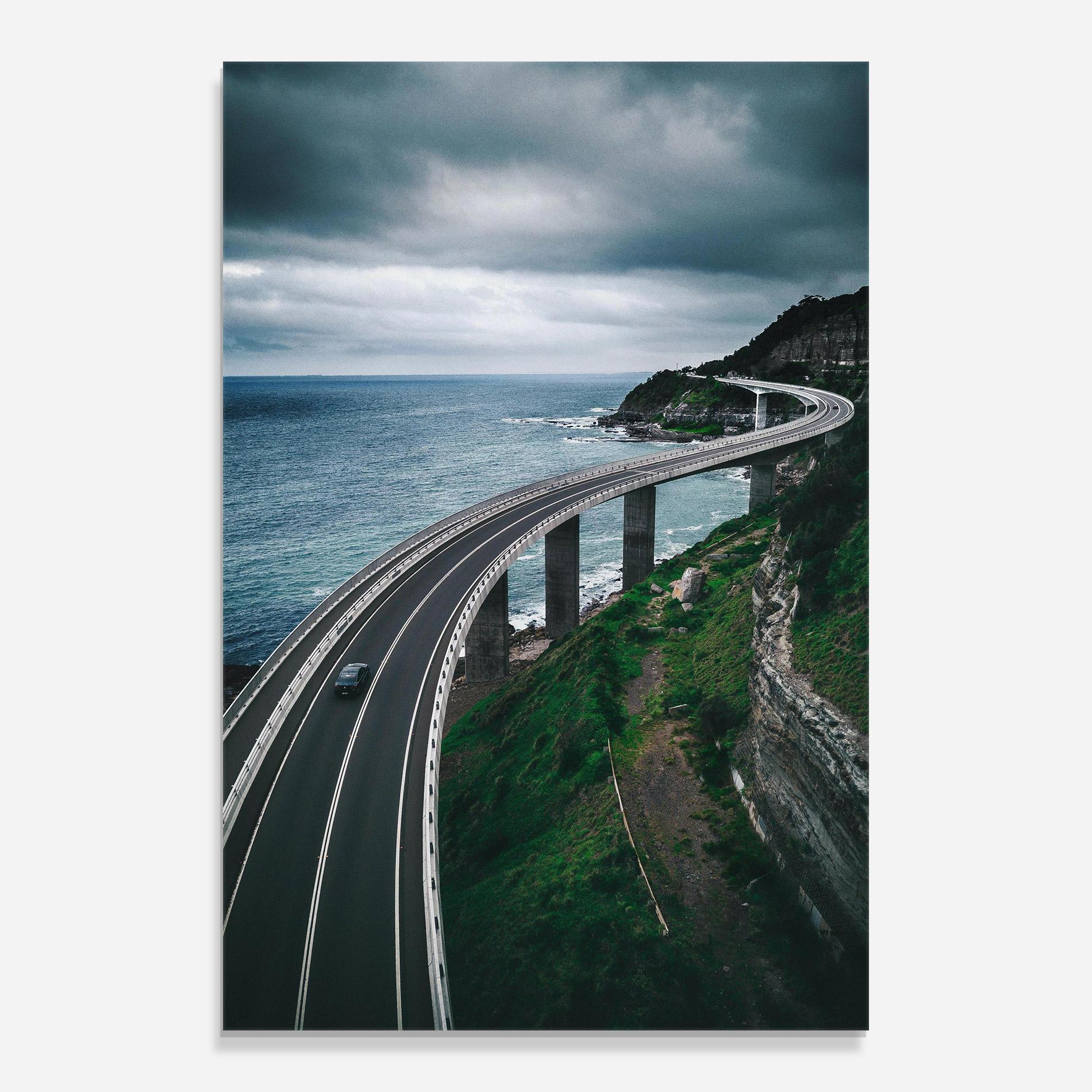 Glasbild Road Cloudy Day mockup 0