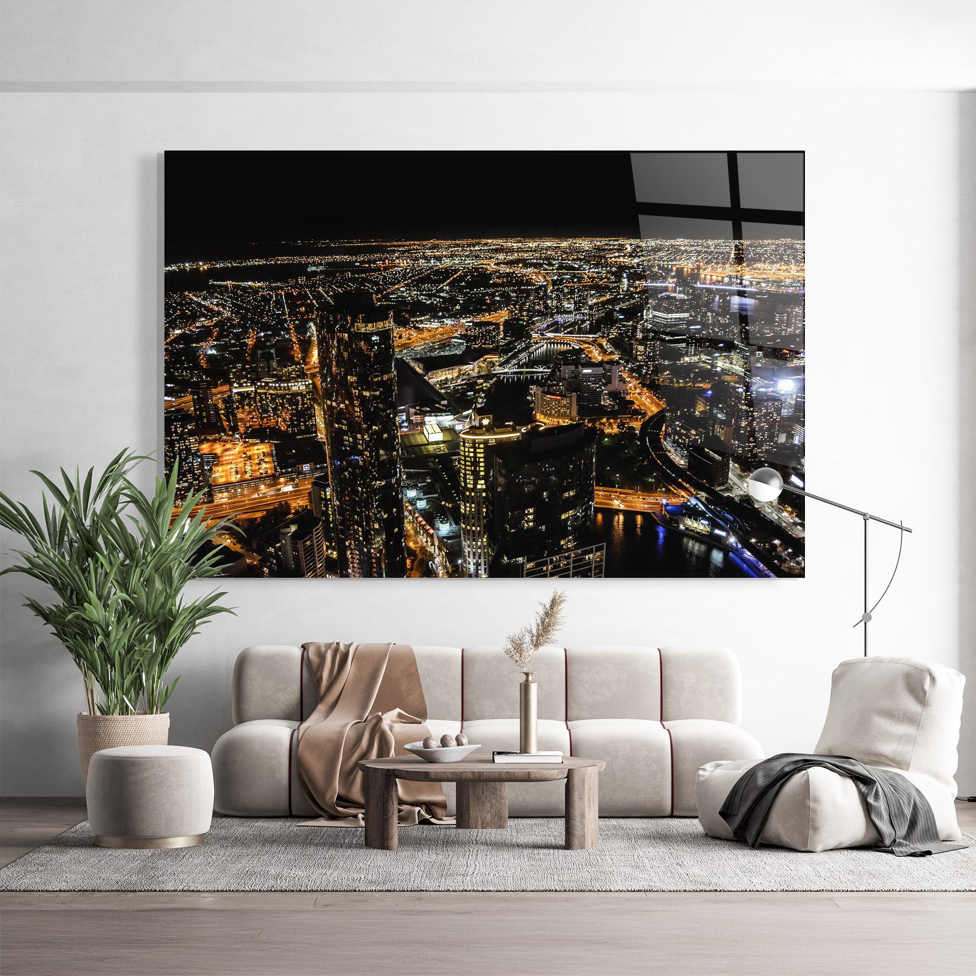 Glasbild Black City Light mockup 9