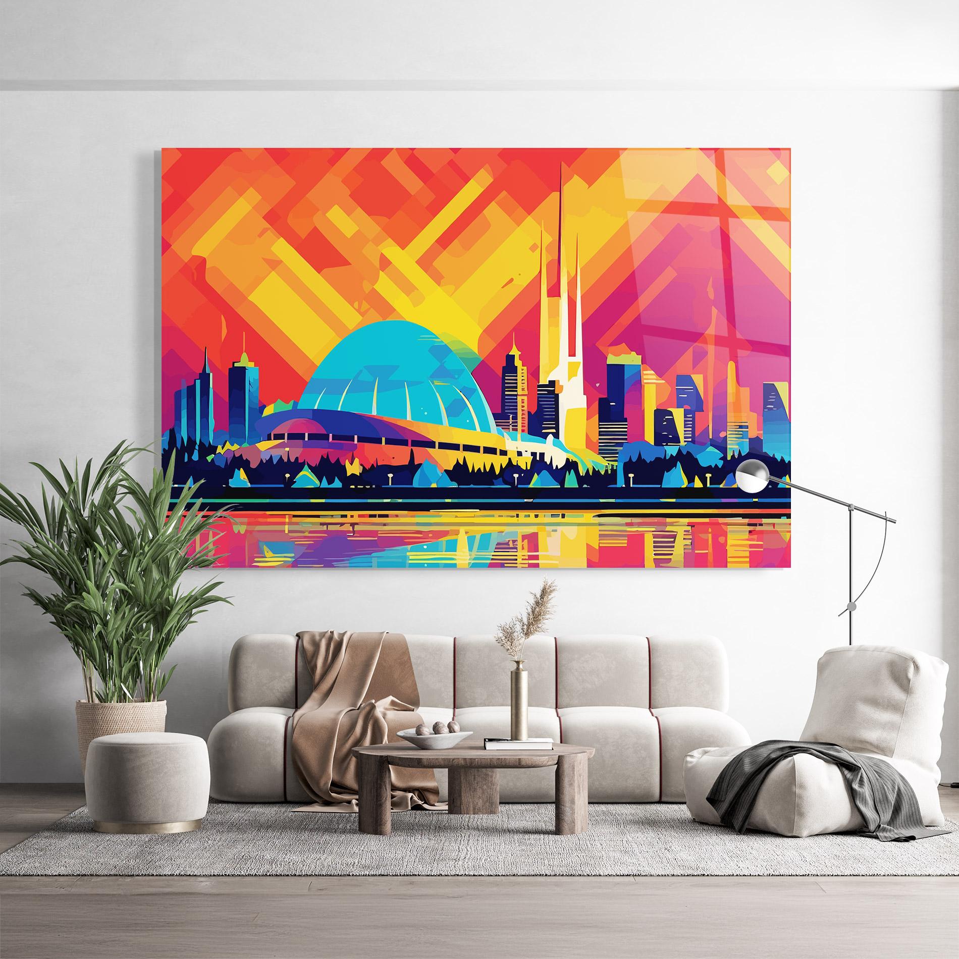 Glasbild Blue Olympic Stadium mockup 9