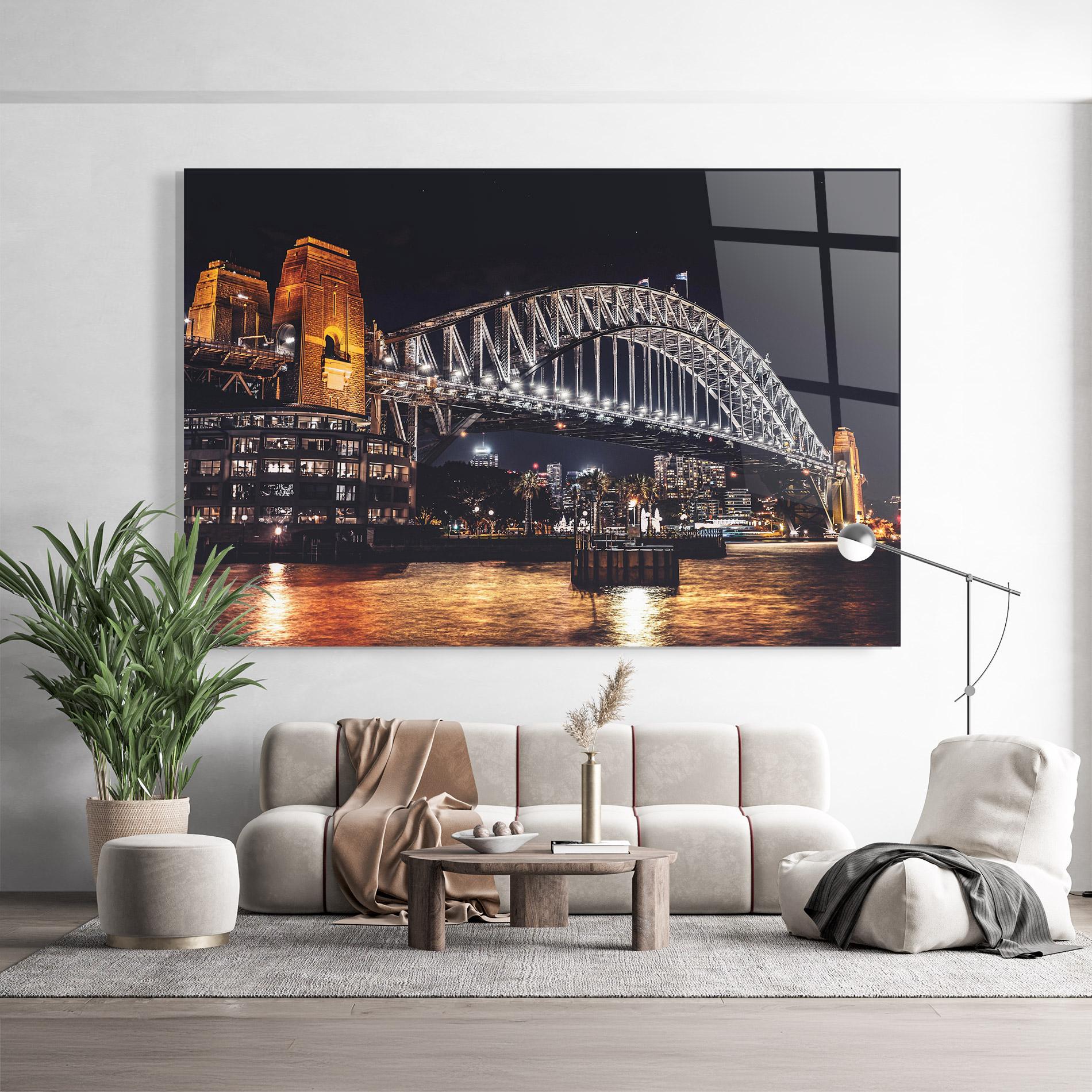 Glasbild Sydney Night Bridge mockup 9