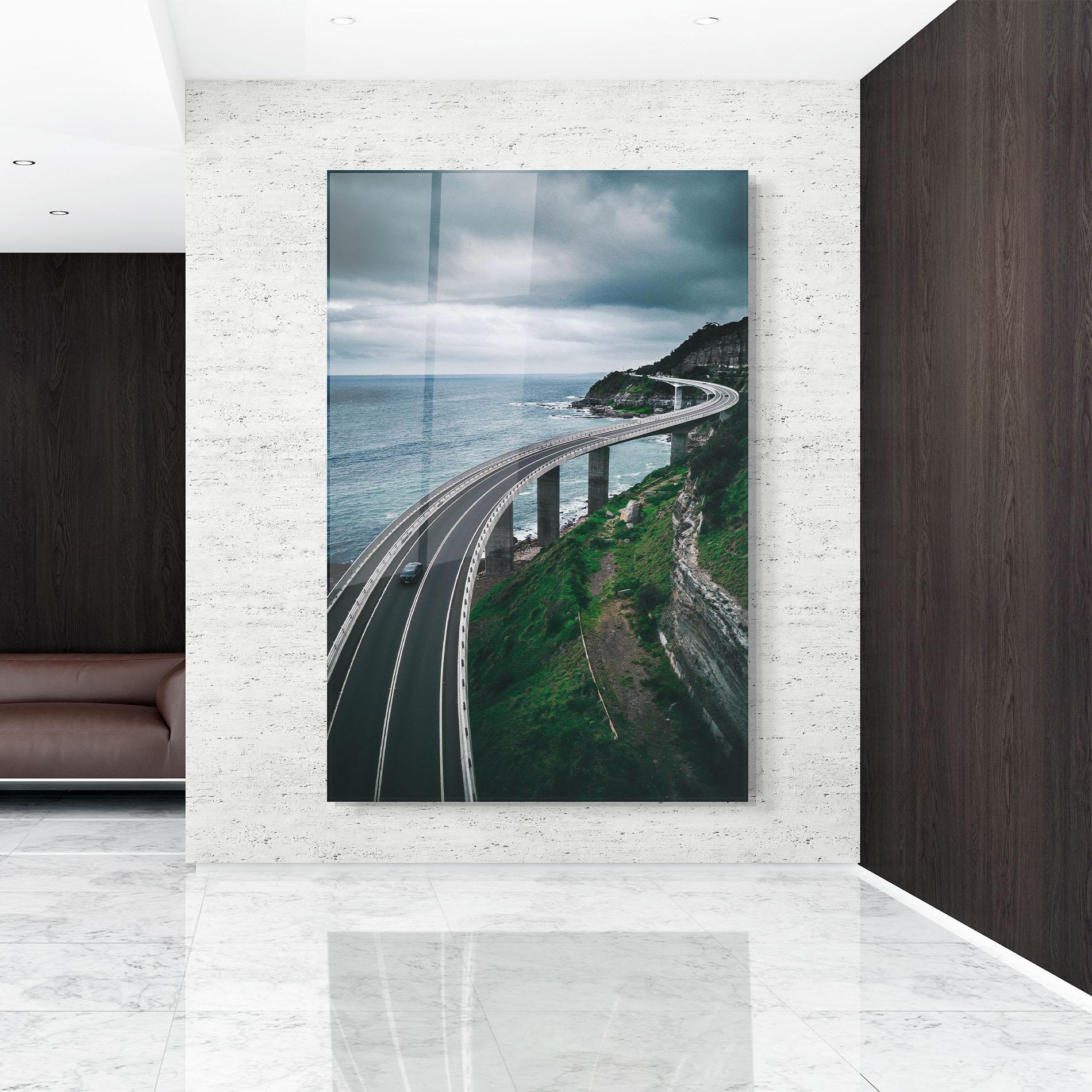 Glasbild Road Cloudy Day mockup 9