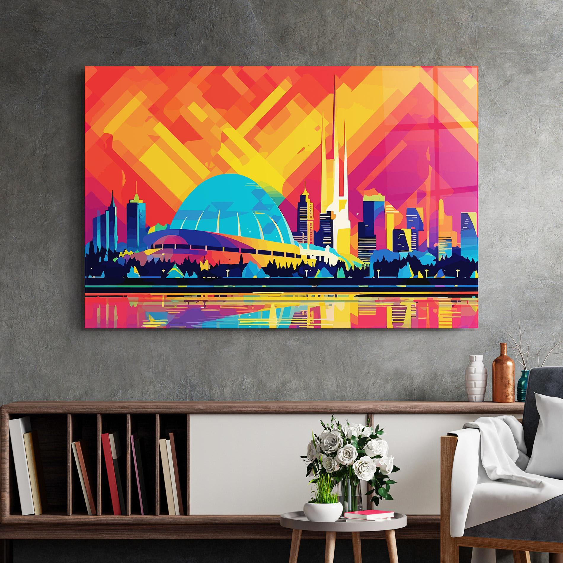 Glasbild Blue Olympic Stadium mockup 2