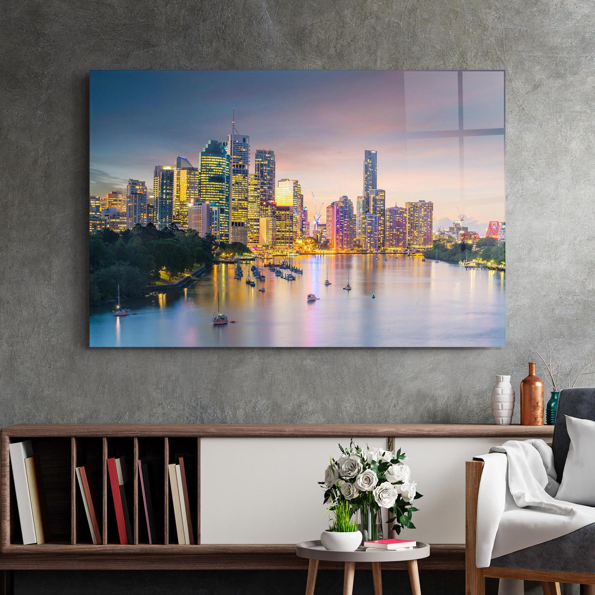 Glasbild Brisbane City Skyline mockup 2