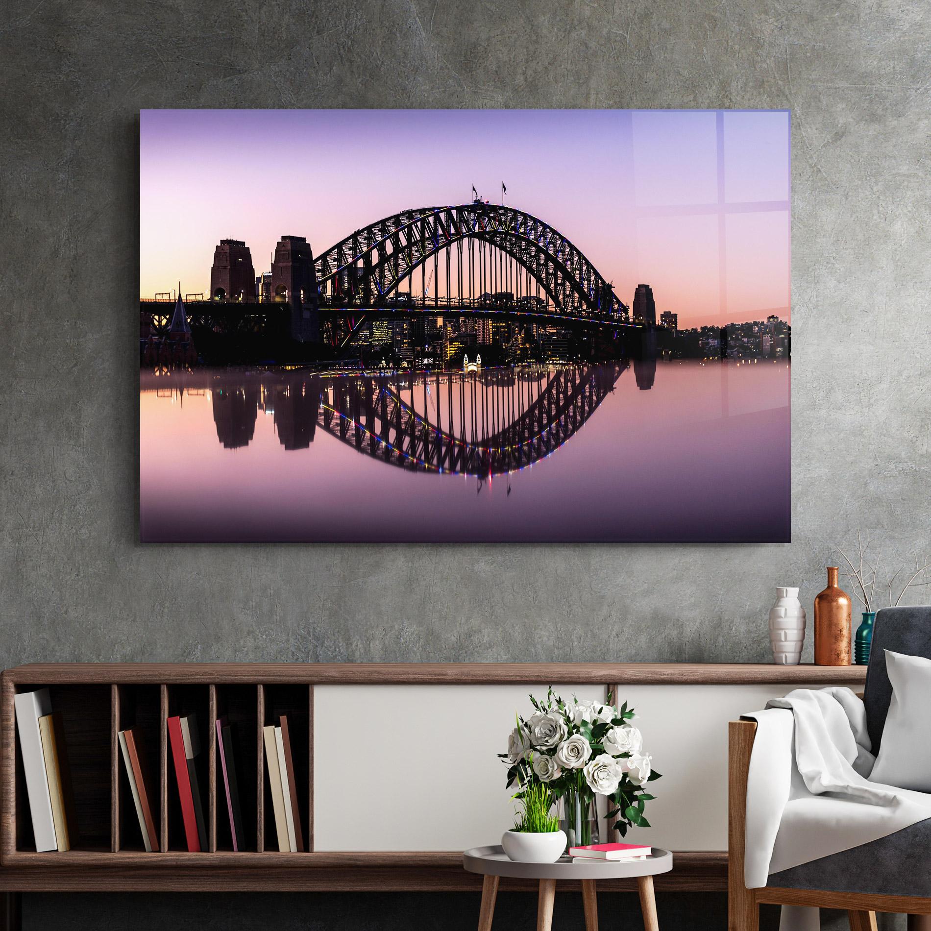 Glasbild Purple Night Sydney mockup 2