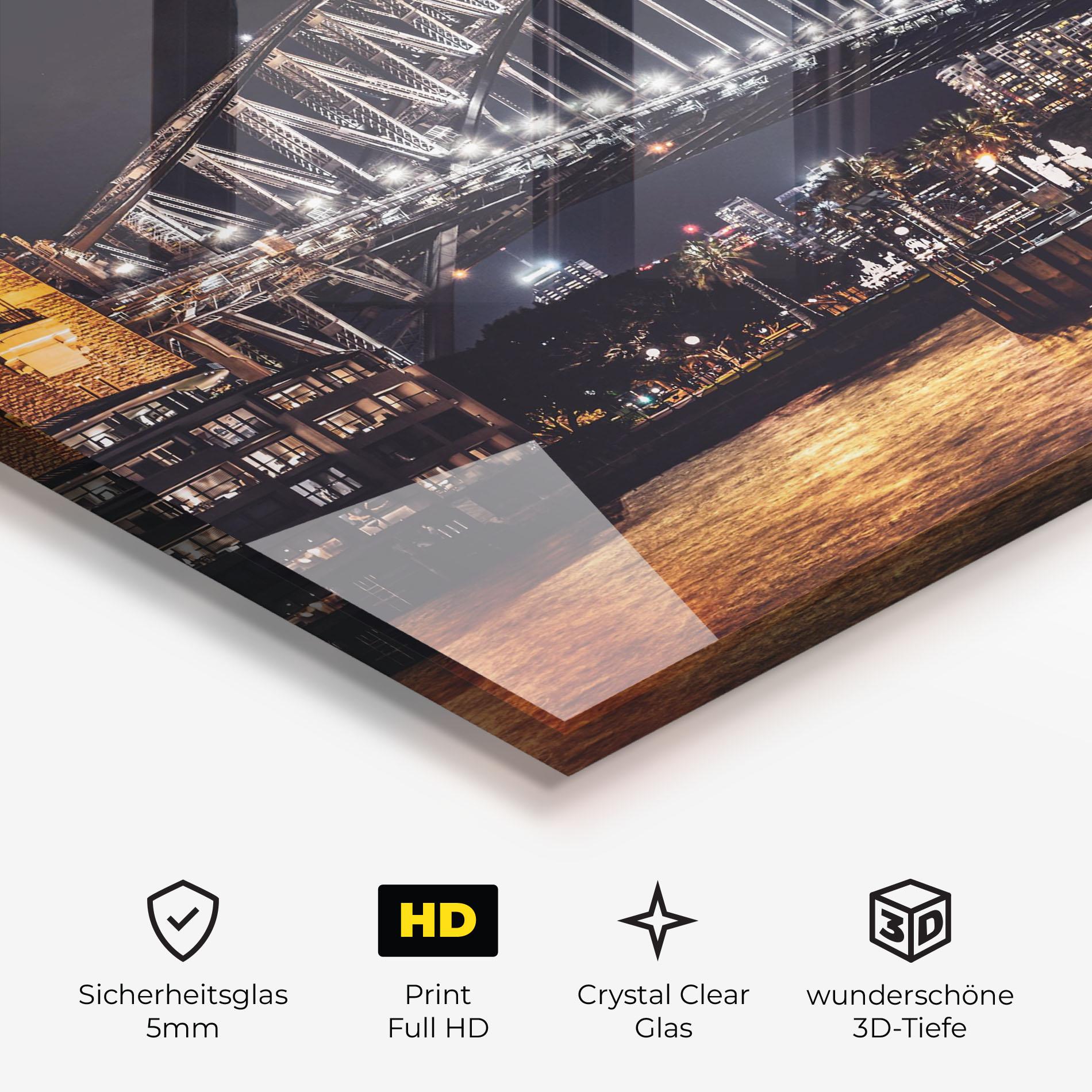 Glasbild Sydney Night Bridge mockup 3