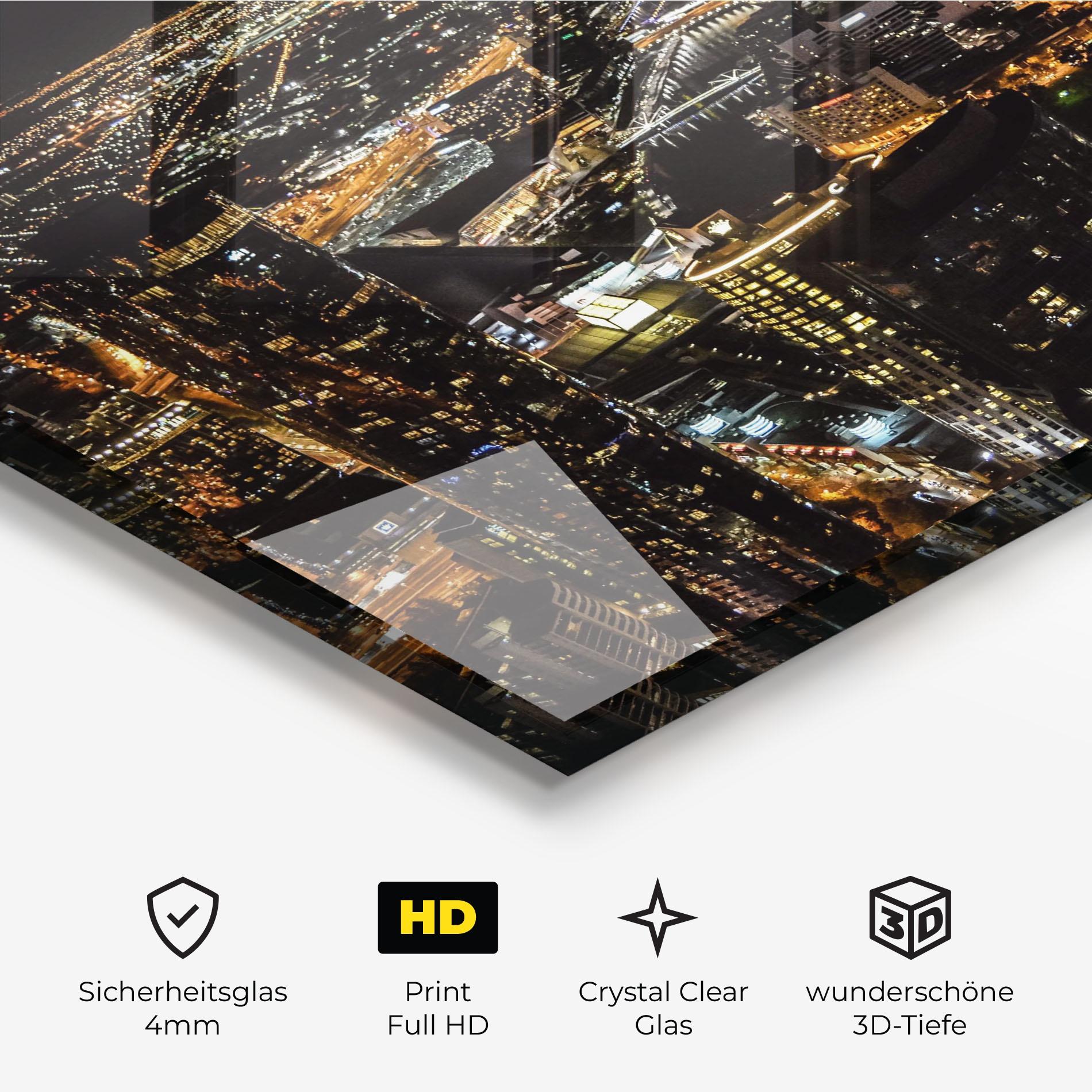 Glasbild Black City Light mockup 3