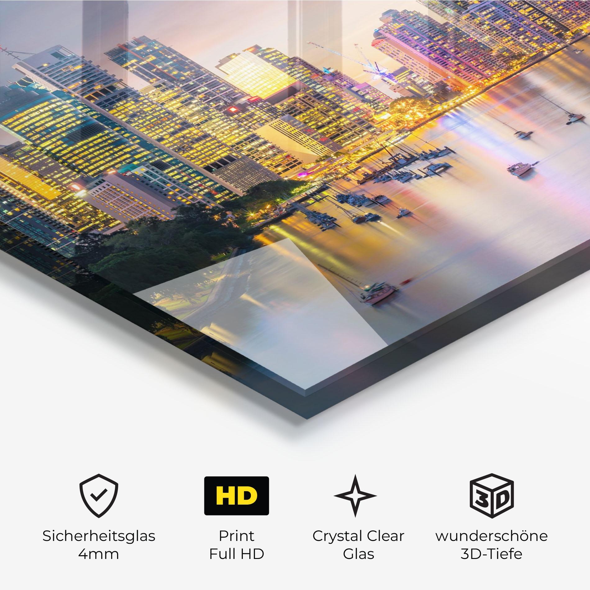 Glasbild Brisbane City Skyline mockup 3
