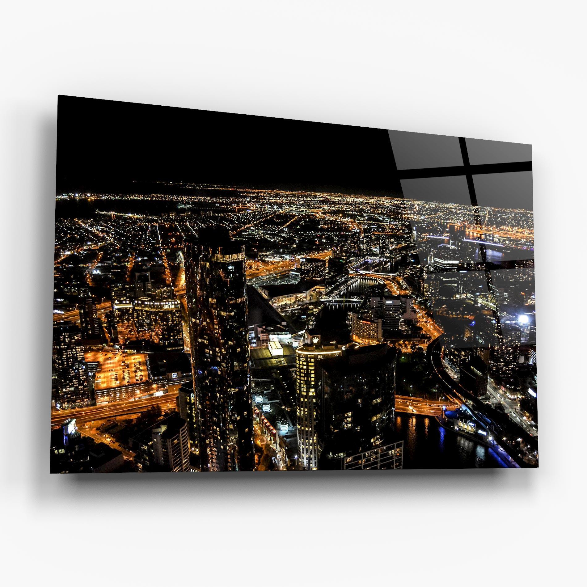 Glasbild Black City Light mockup 6