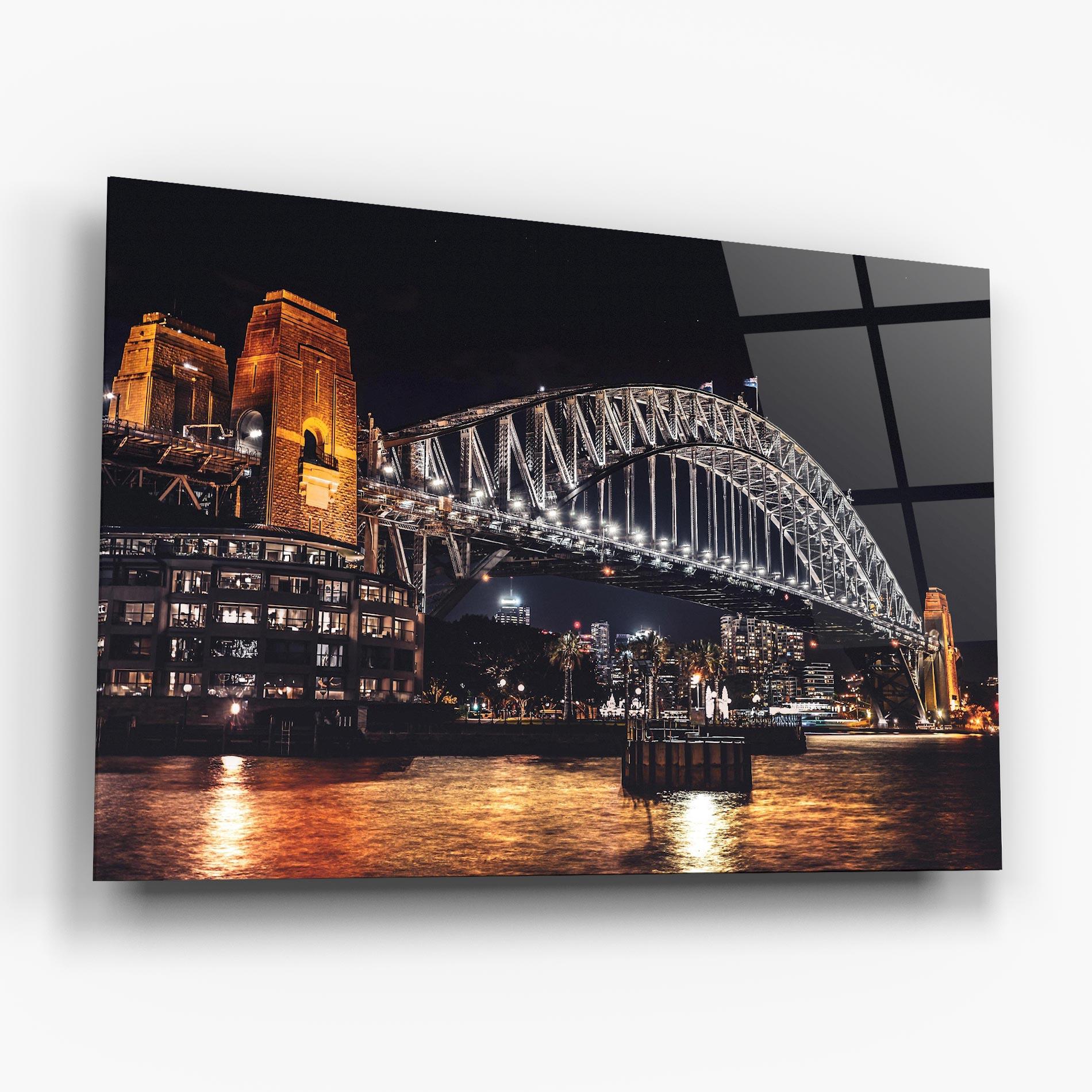 Glasbild Sydney Night Bridge mockup 6