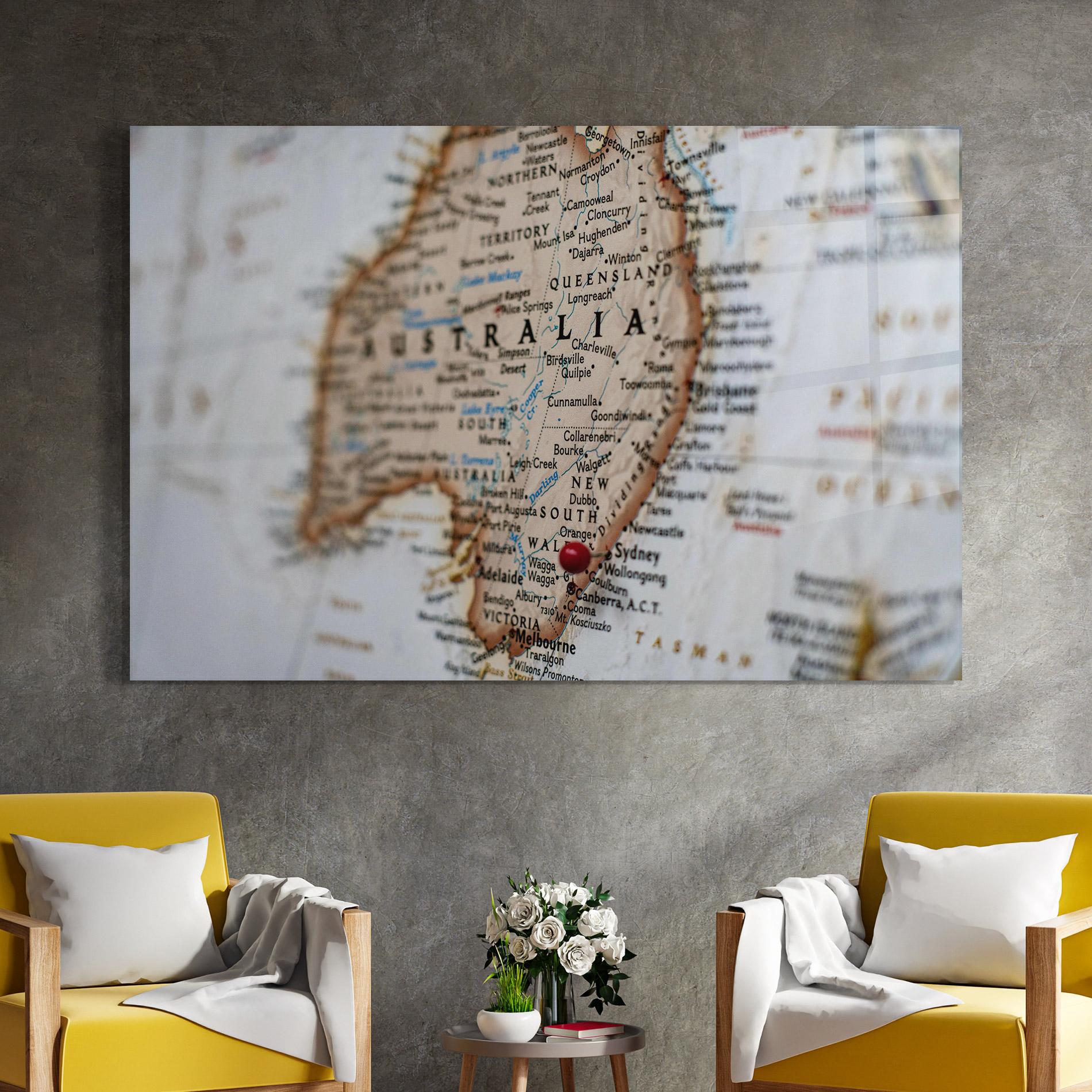 Glasbild Australia Map mockup 4