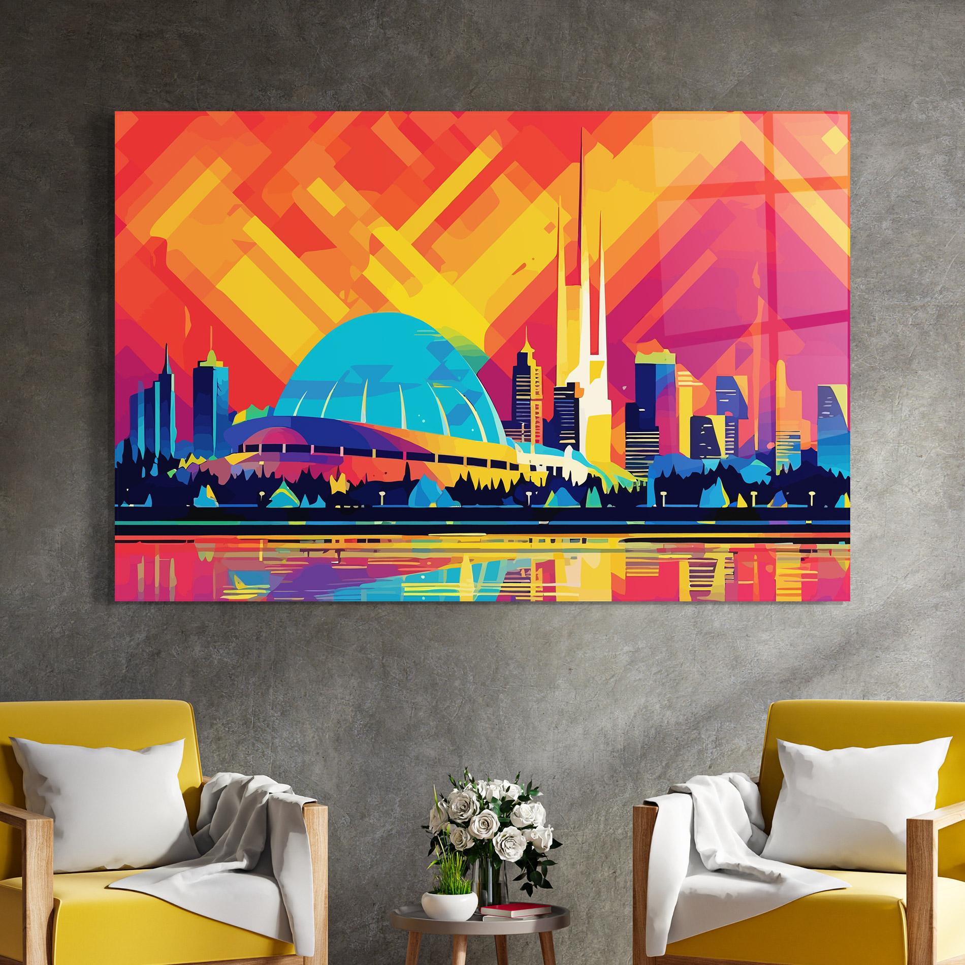 Glasbild Blue Olympic Stadium mockup 4