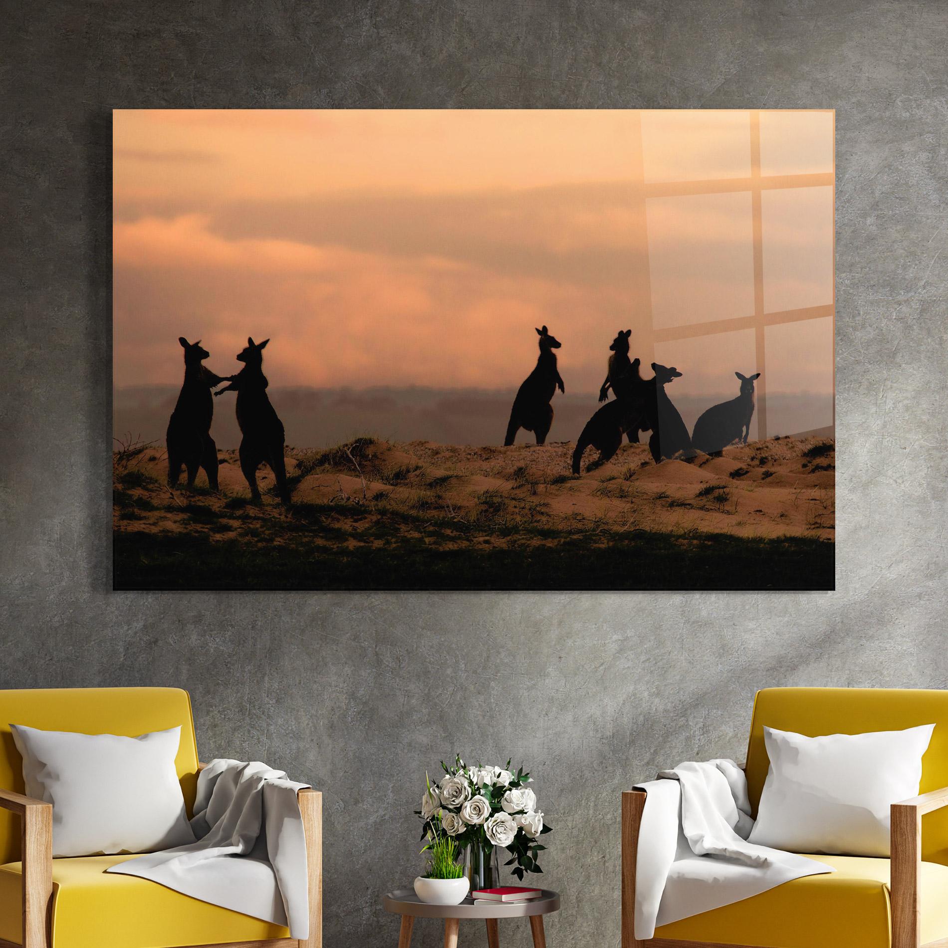 Glasbild Kangaroos Playing mockup 4