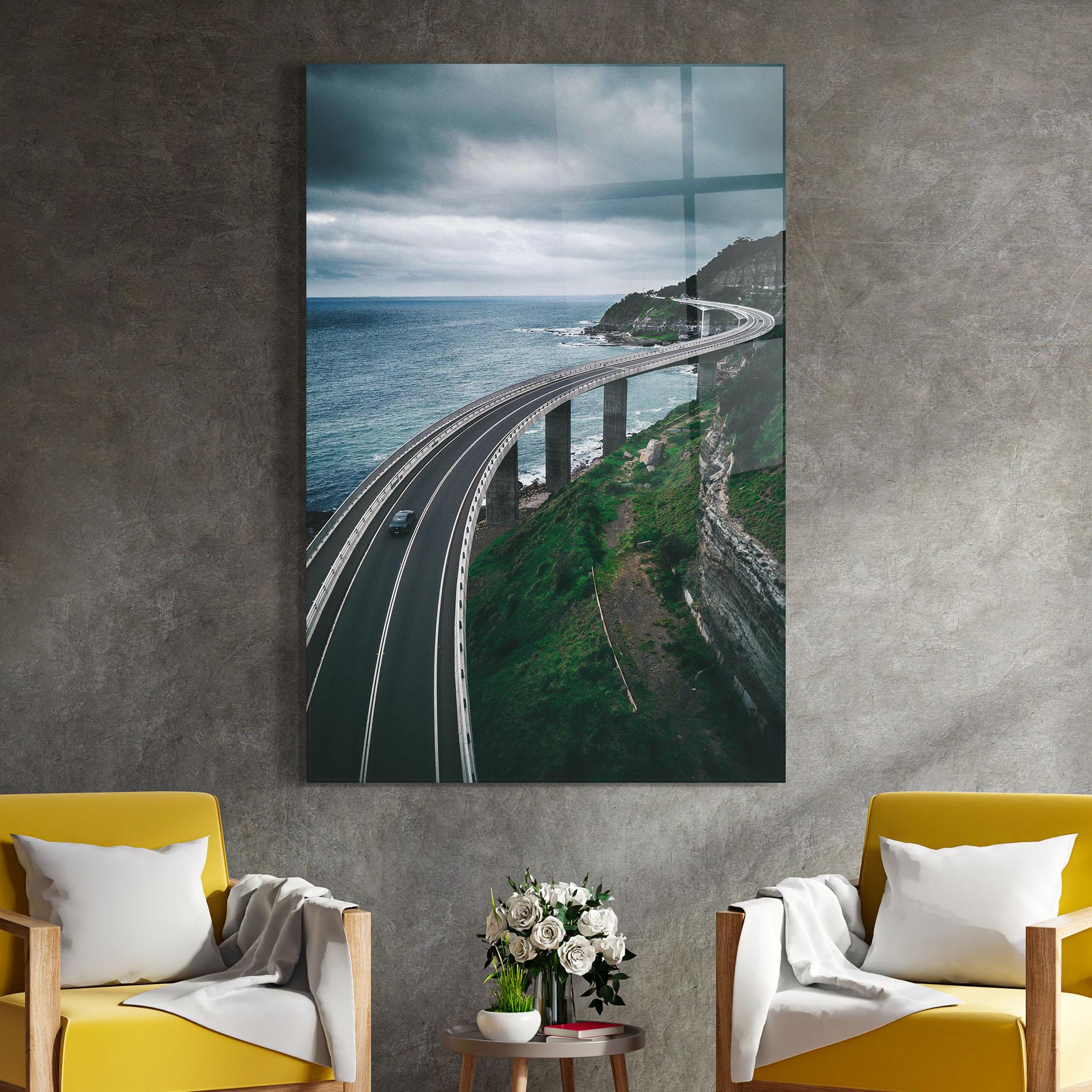 Glasbild Road Cloudy Day mockup 4