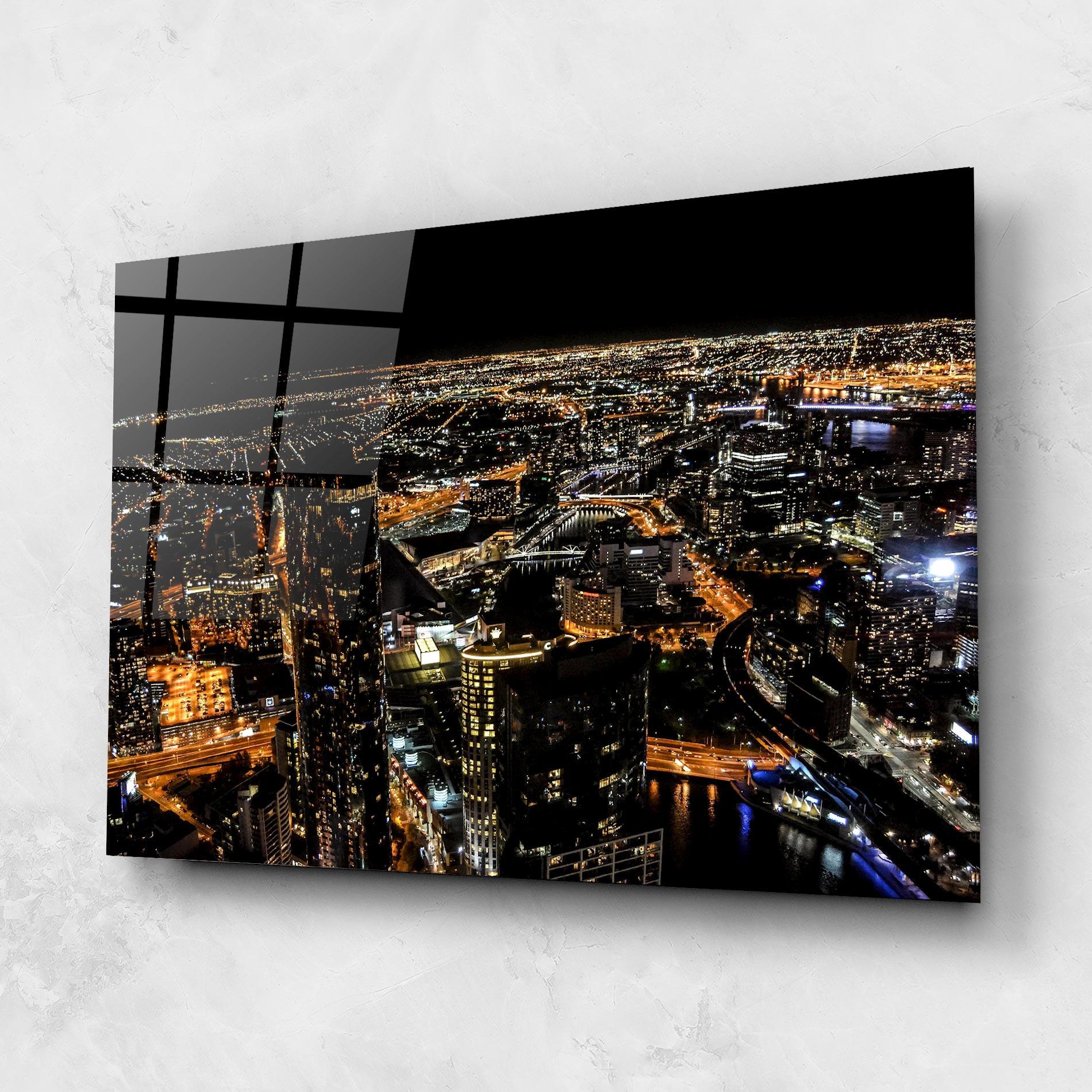 Glasbild Black City Light mockup 1