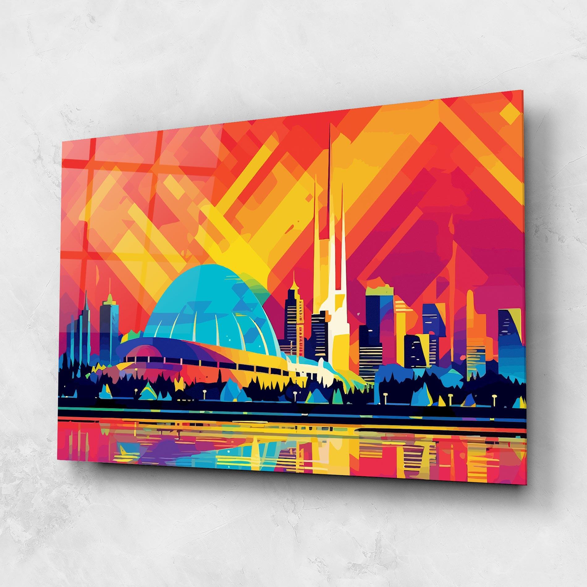 Glasbild Blue Olympic Stadium mockup 1