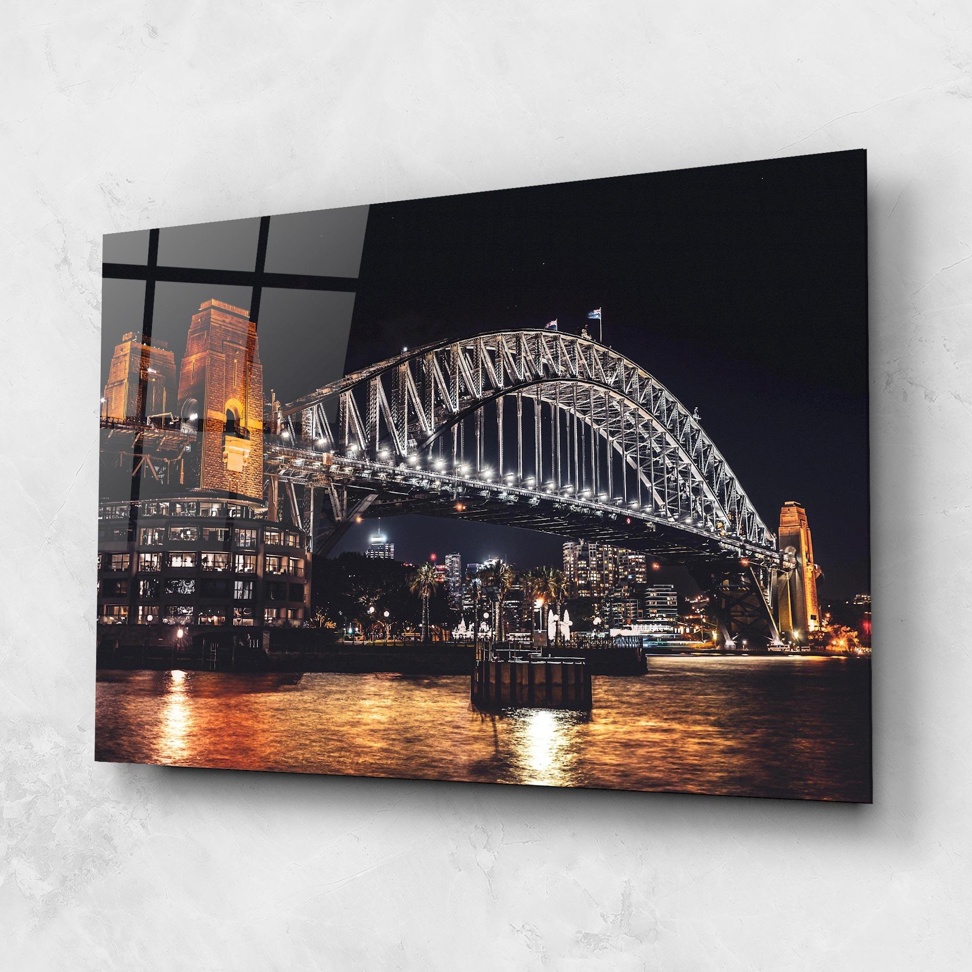 Glasbild Sydney Night Bridge mockup 1