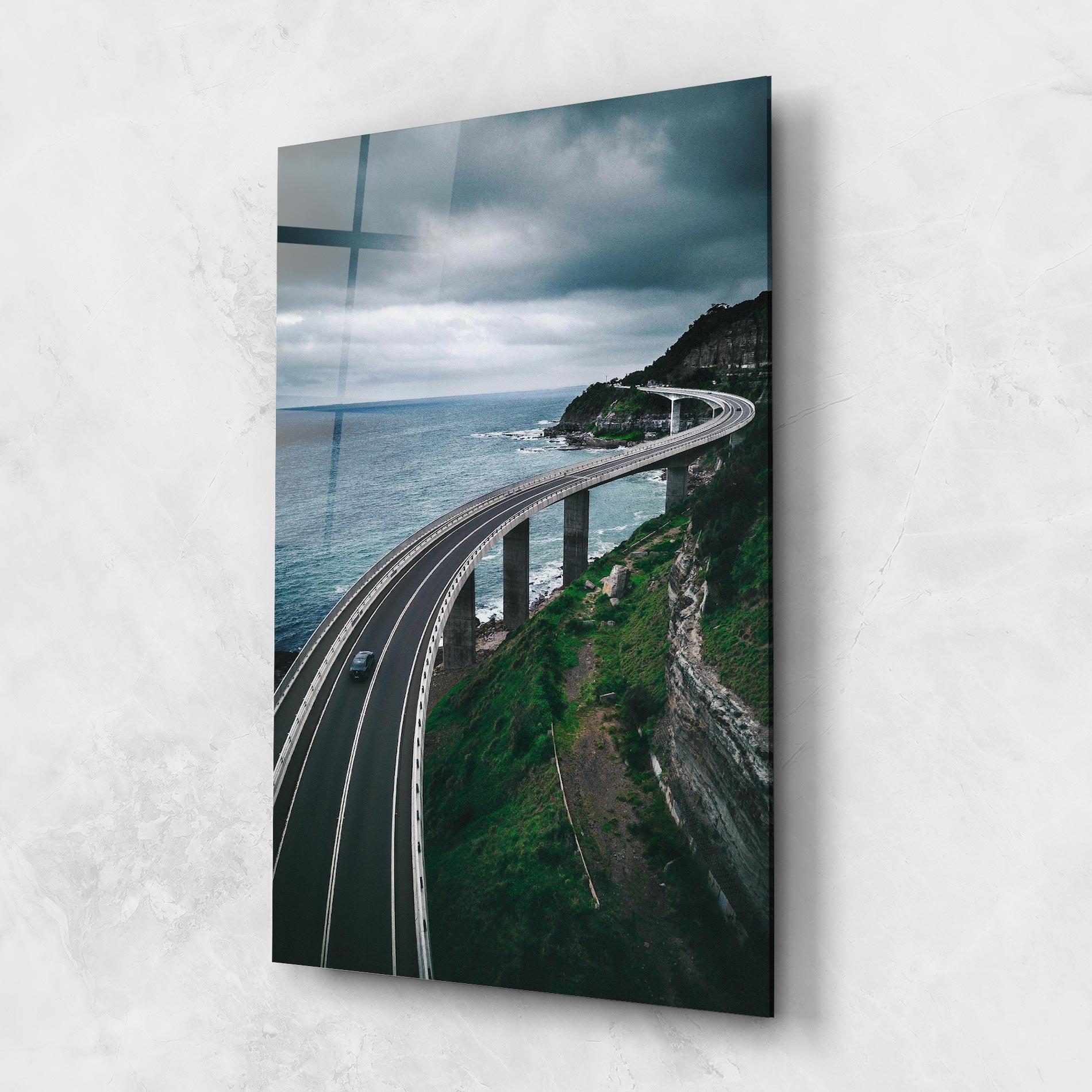 Glasbild Road Cloudy Day mockup 1