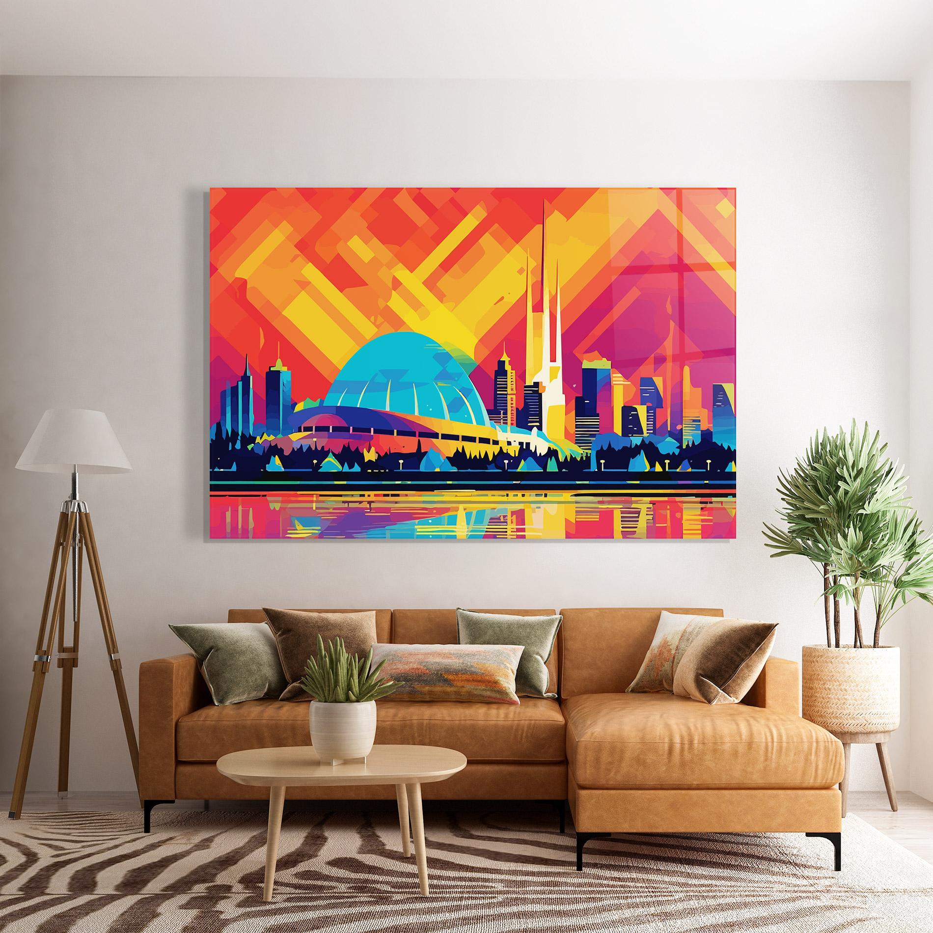 Glasbild Blue Olympic Stadium mockup 7