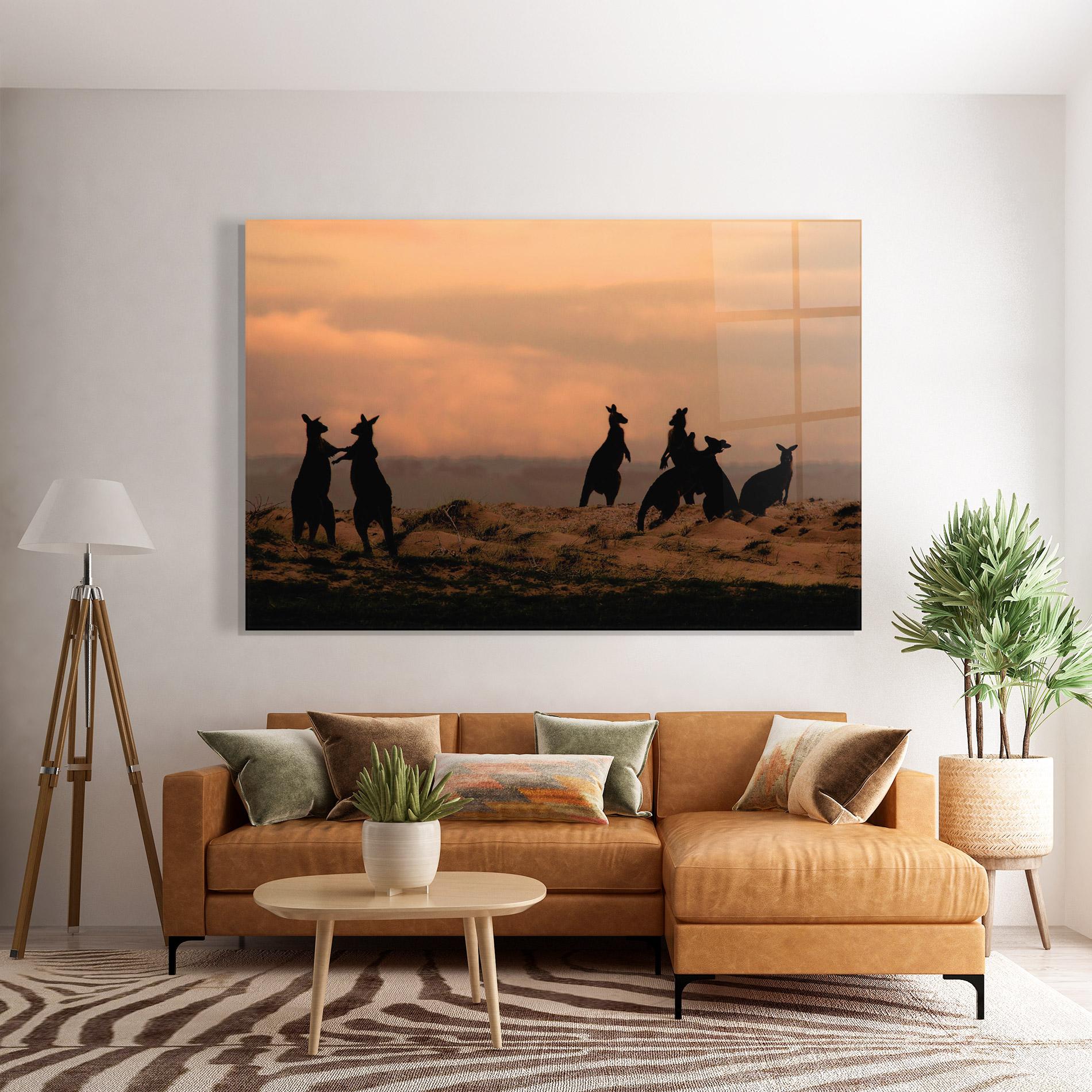 Glasbild Kangaroos Playing mockup 7