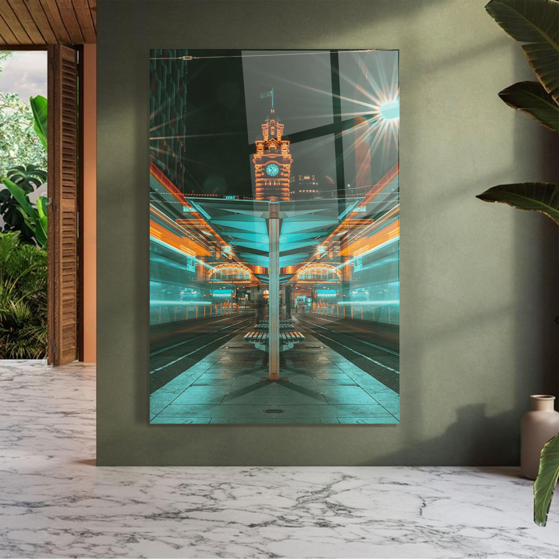 Glasbild Clock Tower Light mockup 7