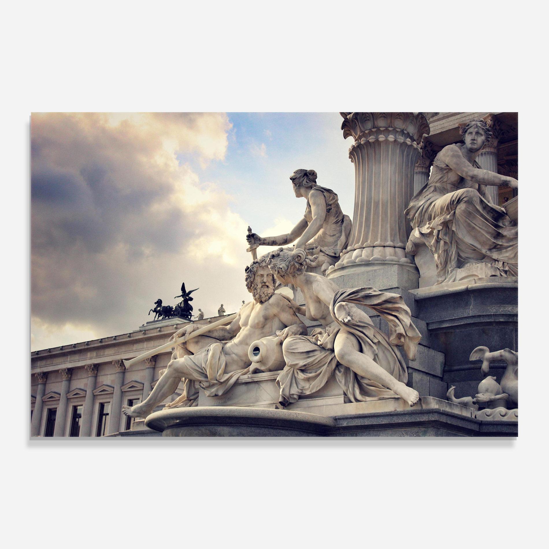 Glasbild Vienna Statue mockup 0