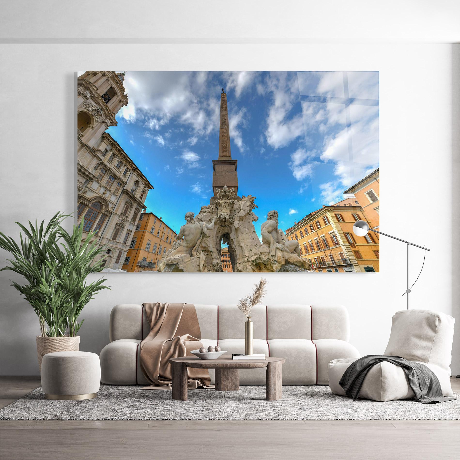 Glasbild Piazza Navona Italy mockup 9