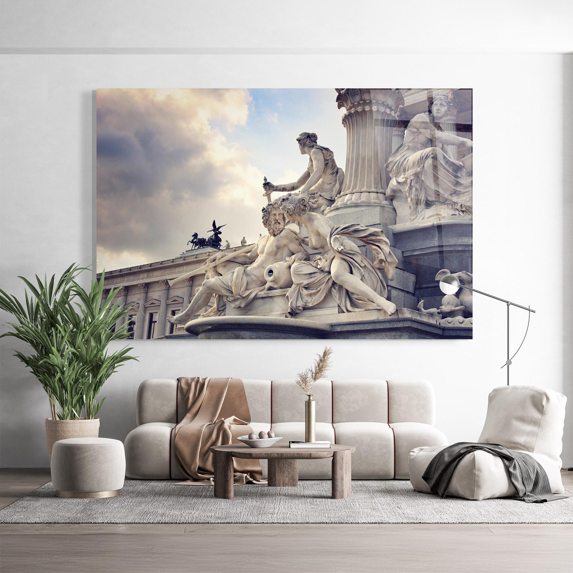 Glasbild Vienna Statue mockup 9