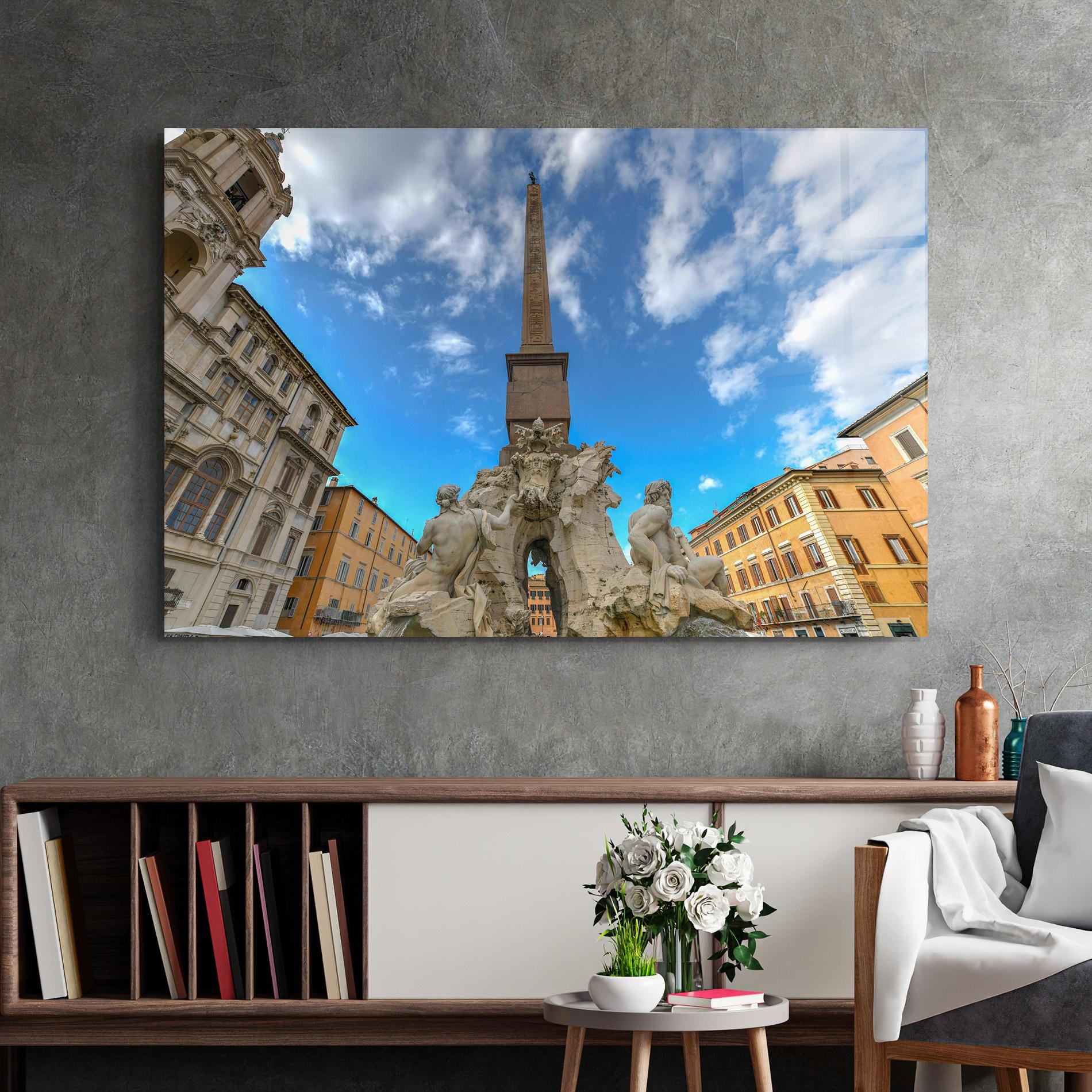 Glasbild Piazza Navona Italy mockup 2