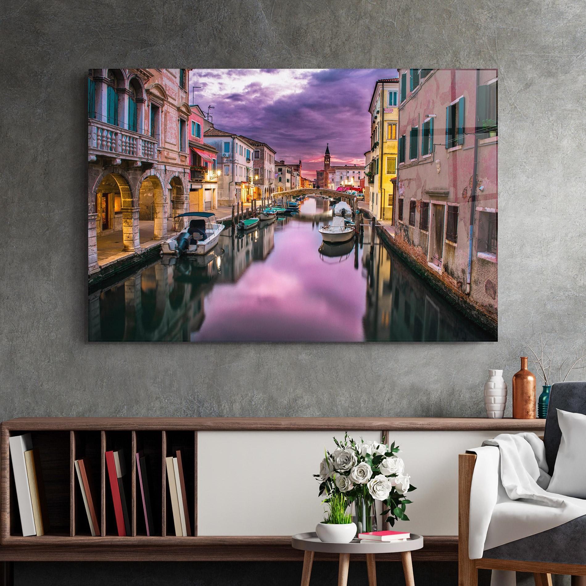 Glasbild Purple Light Venecia mockup 2