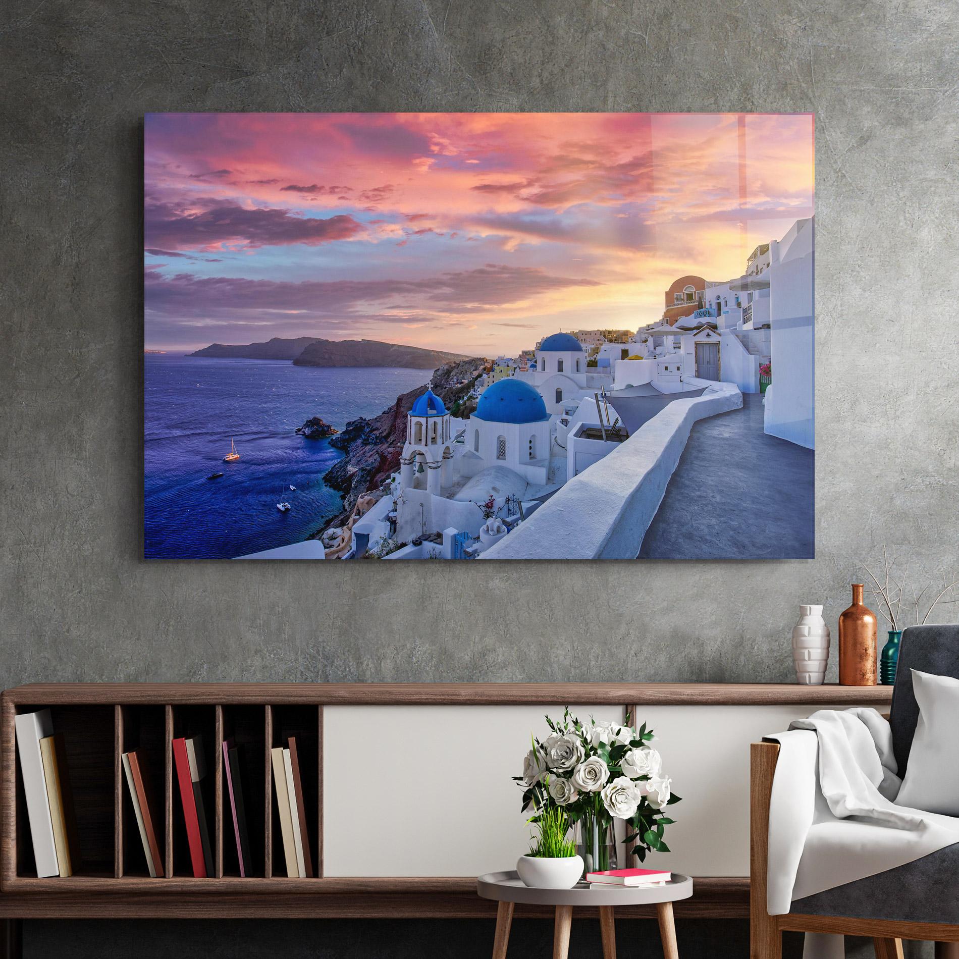 Glasbild Santorini View mockup 2