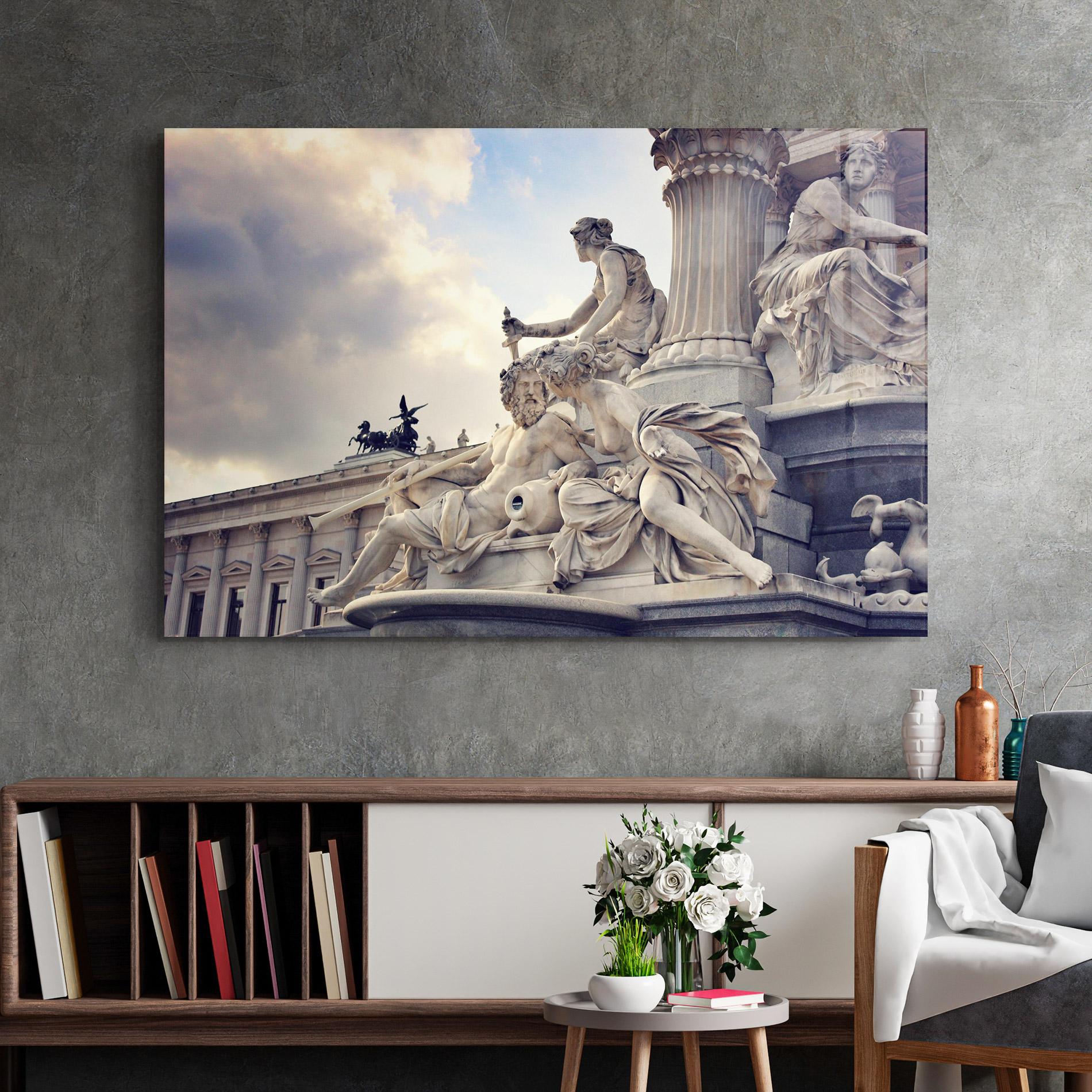 Glasbild Vienna Statue mockup 2
