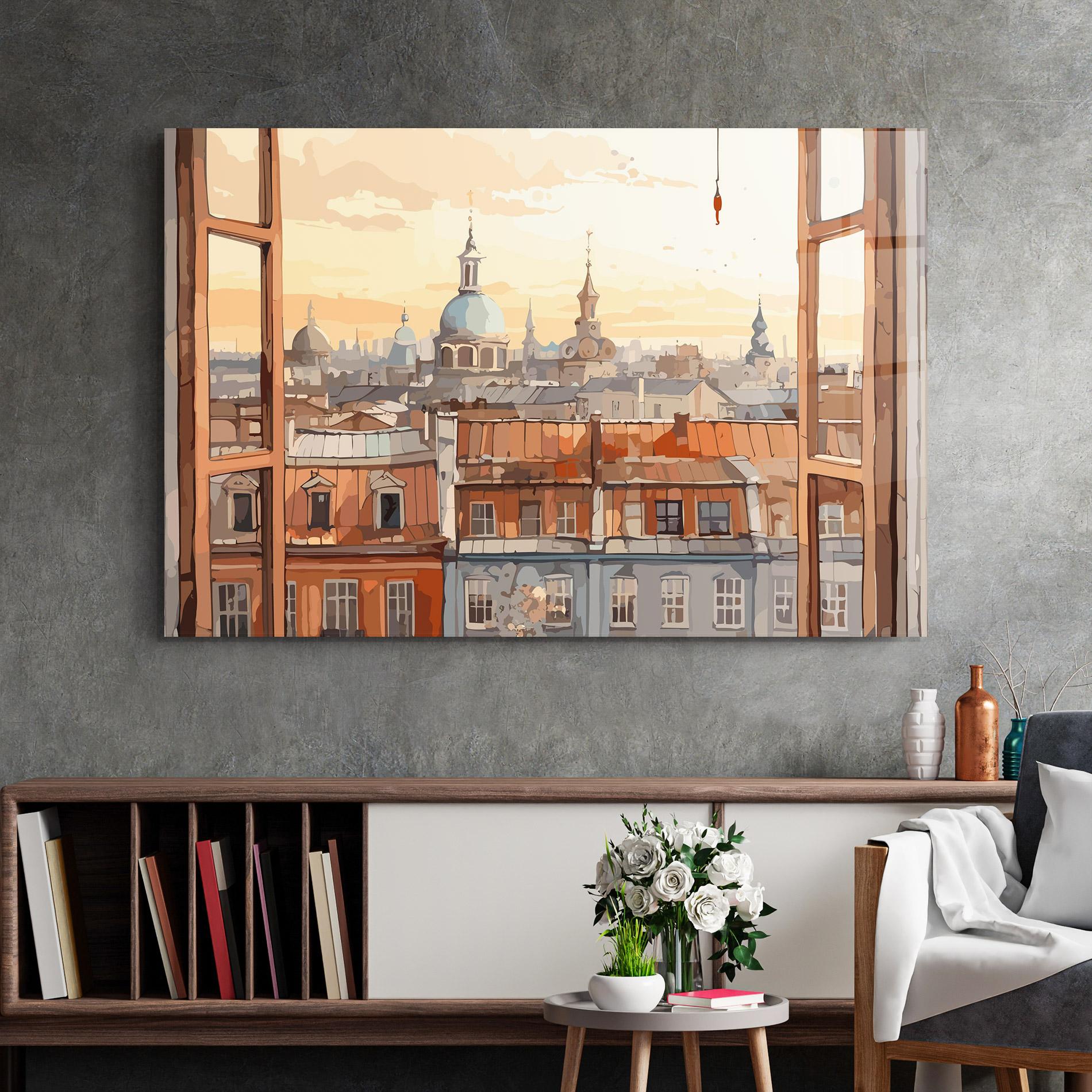 Glasbild Window City View mockup 2