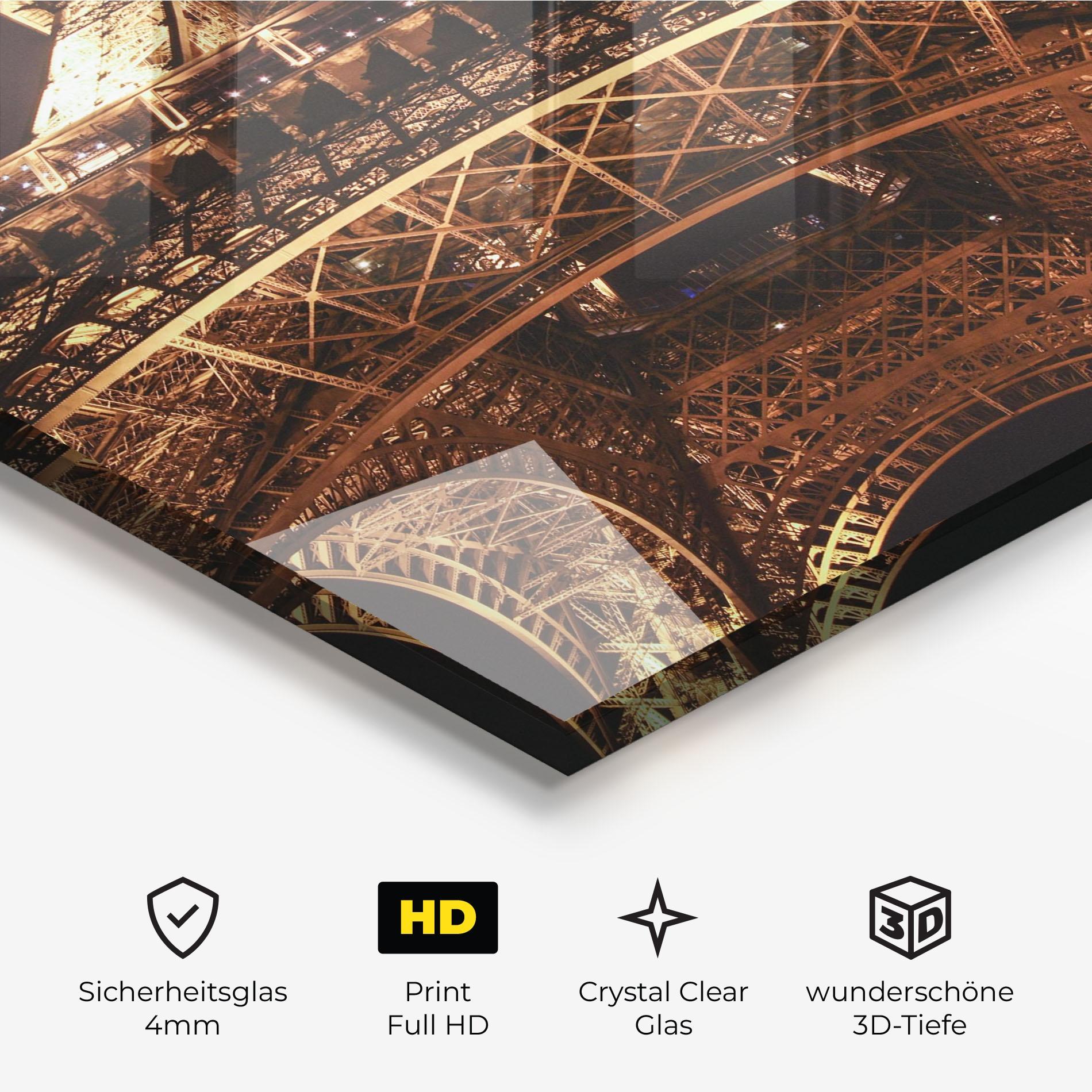 Glasbild Eiffel Tower At Night mockup 3