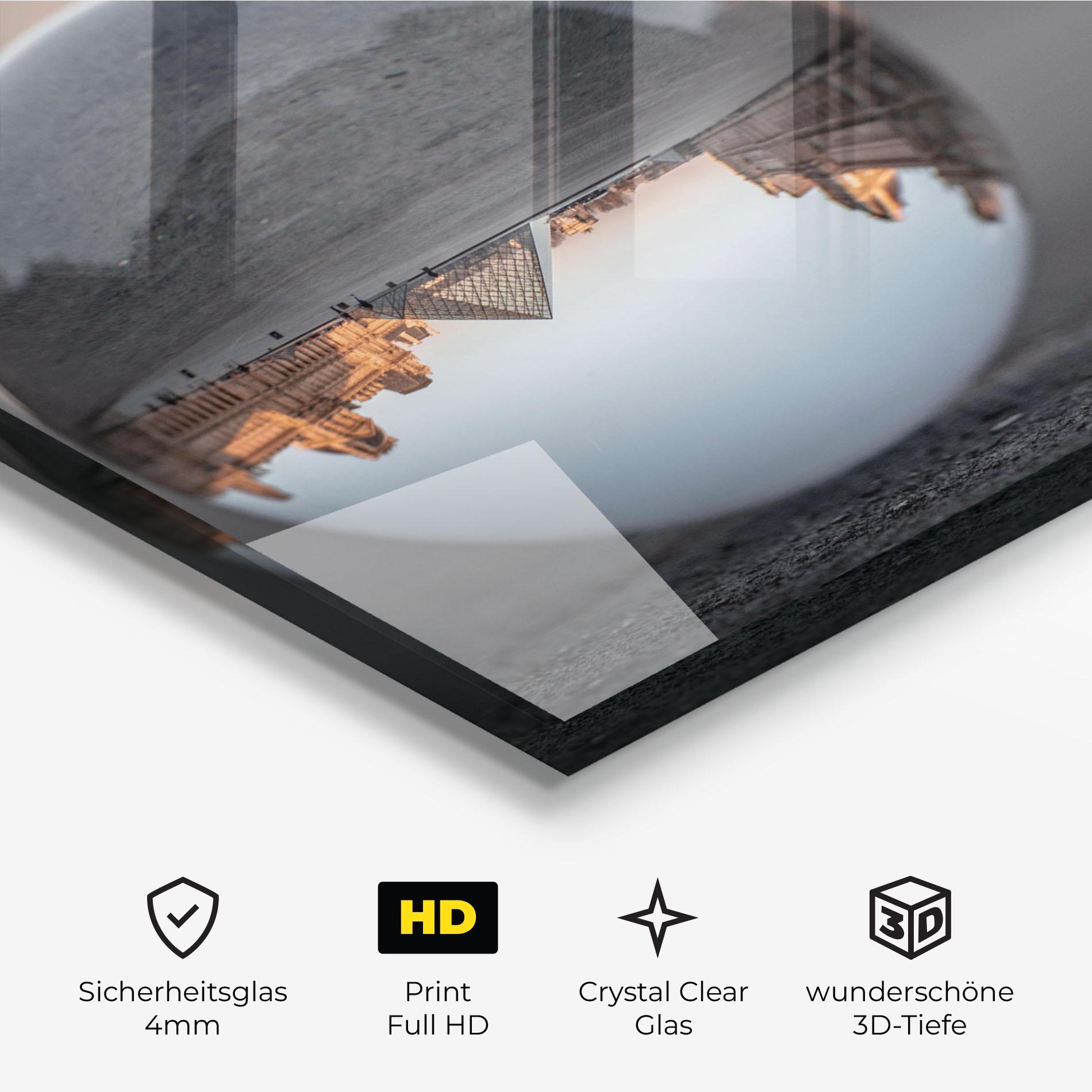 Glasbild Louvre Museum Ball mockup 3