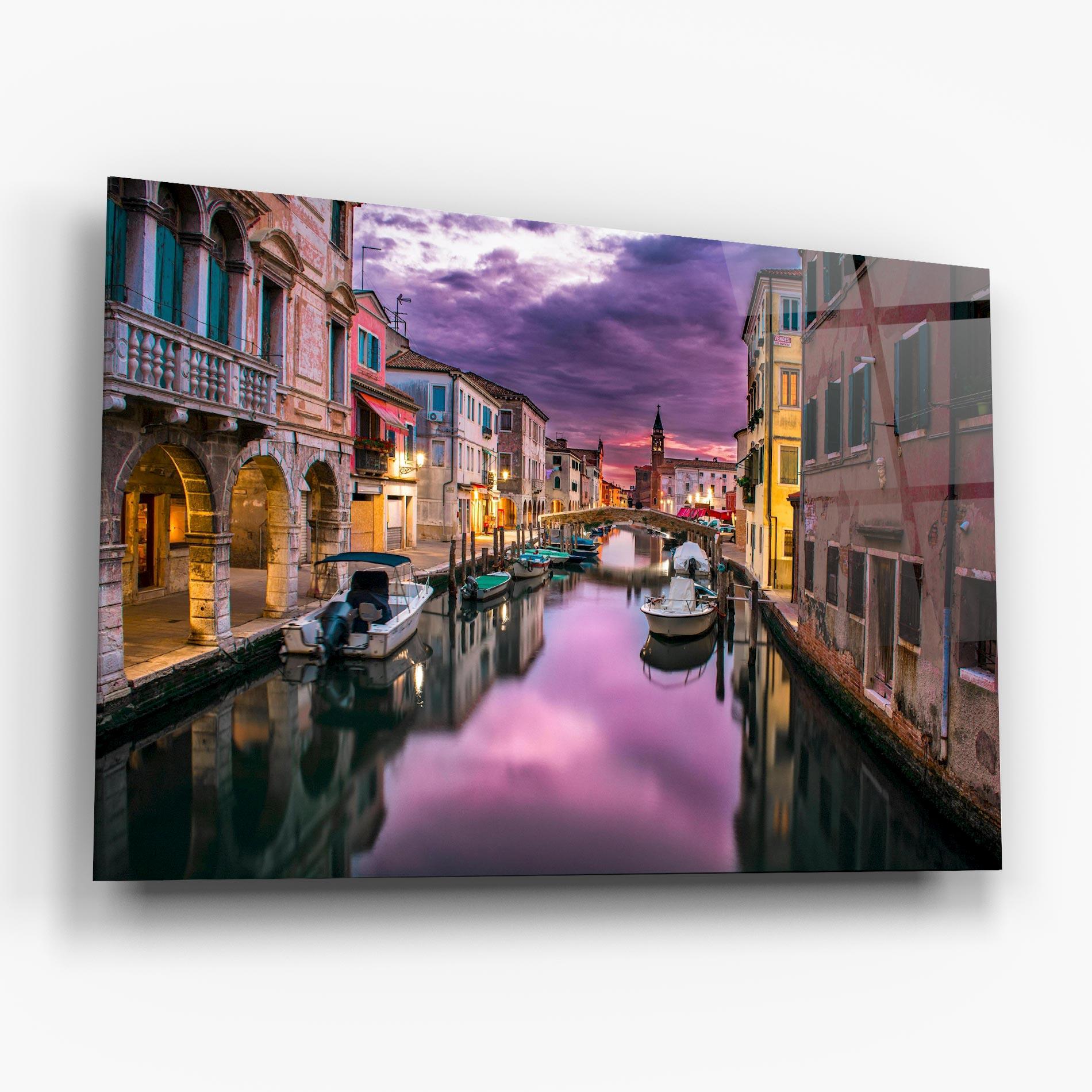 Glasbild Purple Light Venecia mockup 6