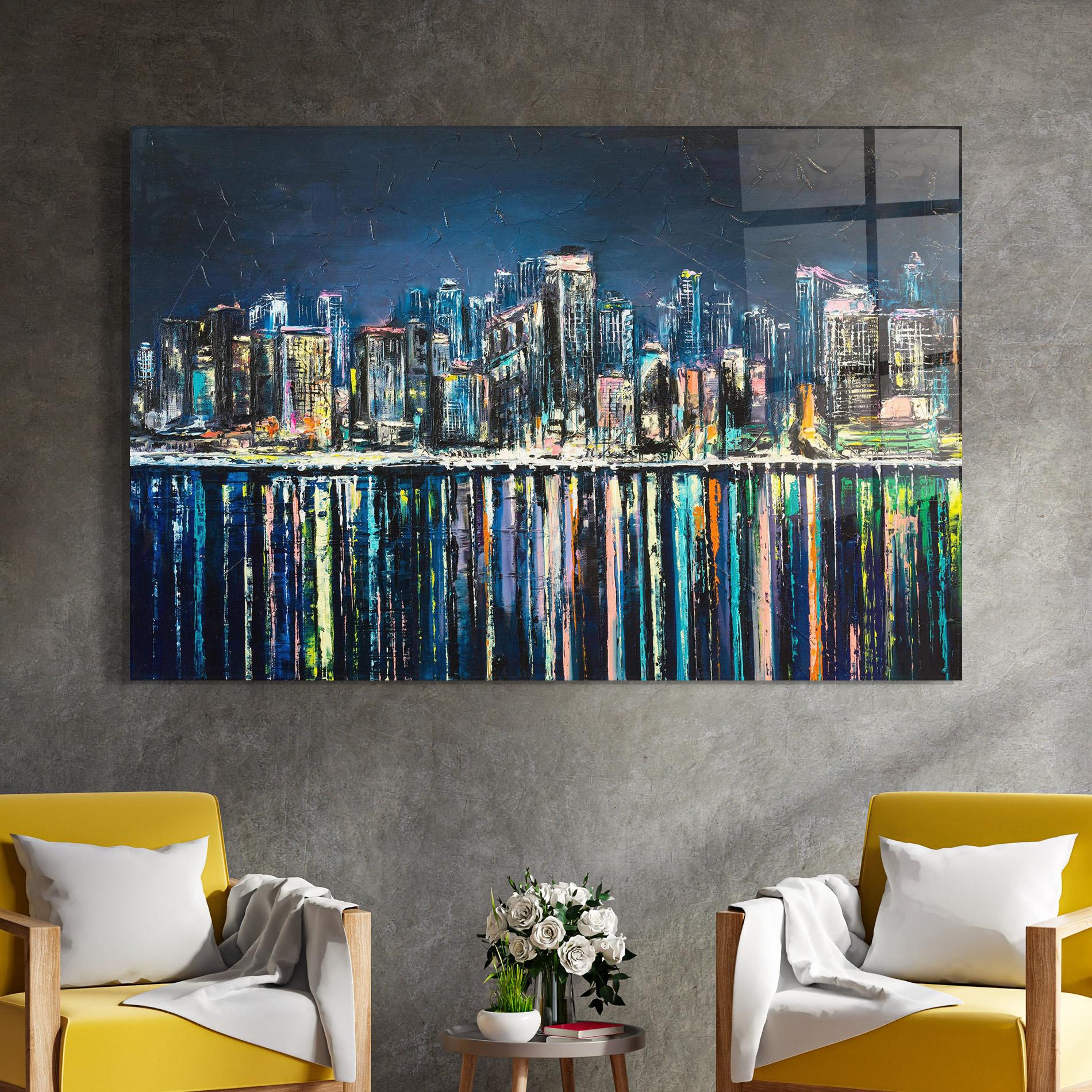 Glasbild Night Cityscape mockup 4