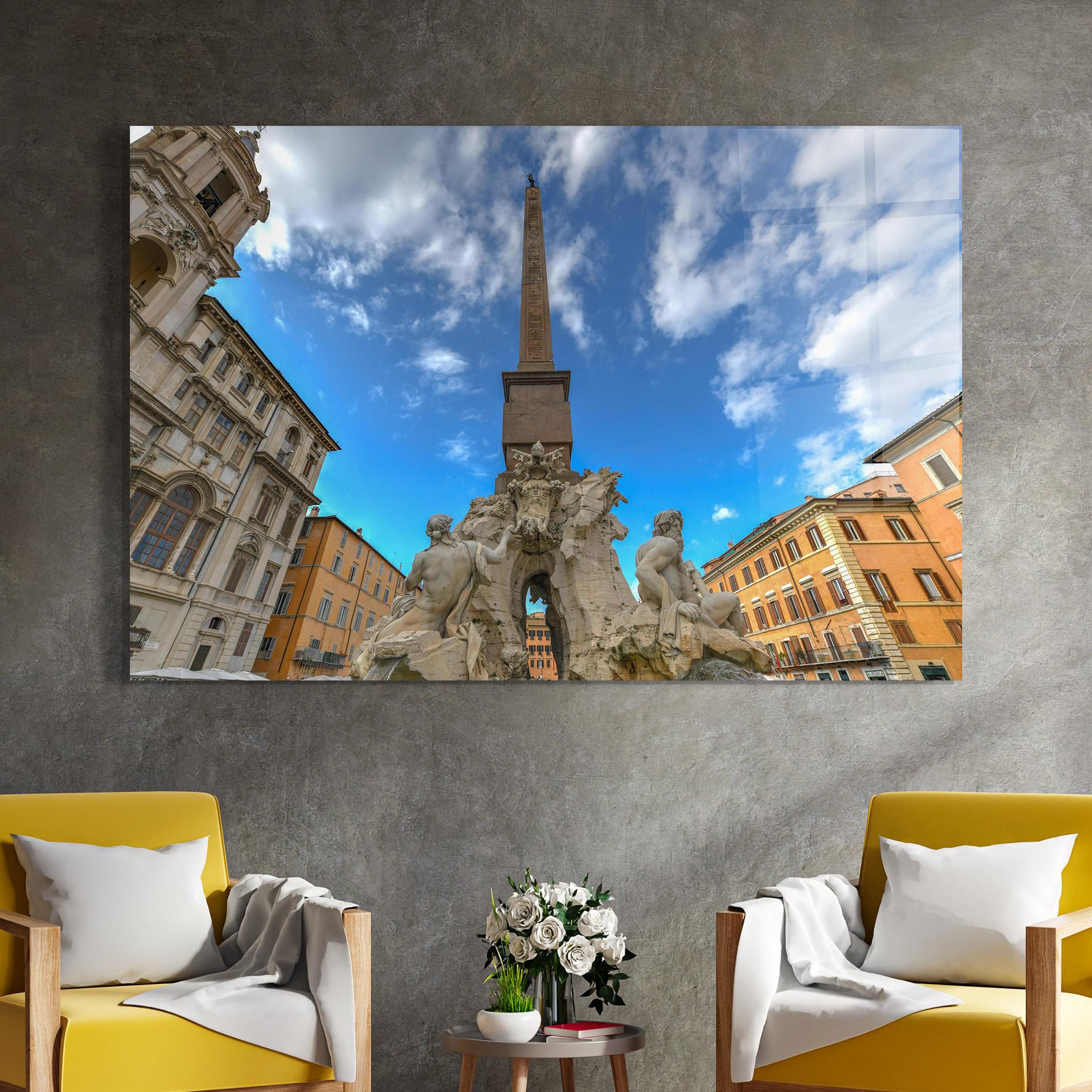 Glasbild Piazza Navona Italy mockup 4