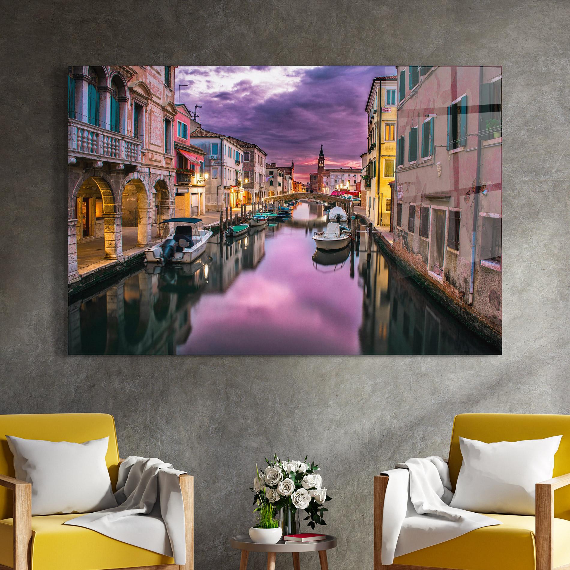 Glasbild Purple Light Venecia mockup 4
