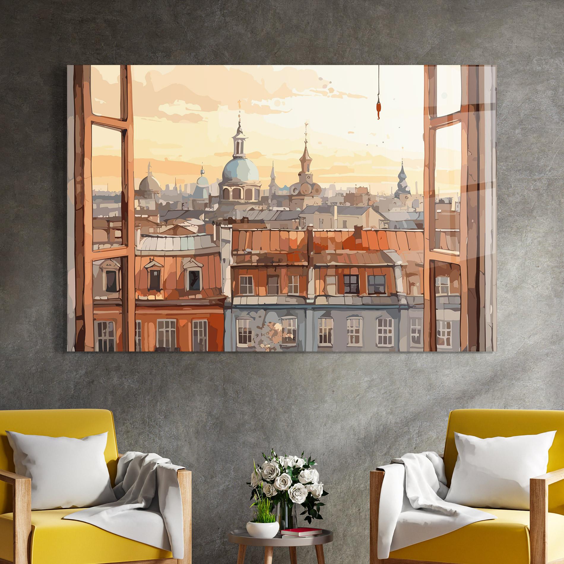 Glasbild Window City View mockup 4