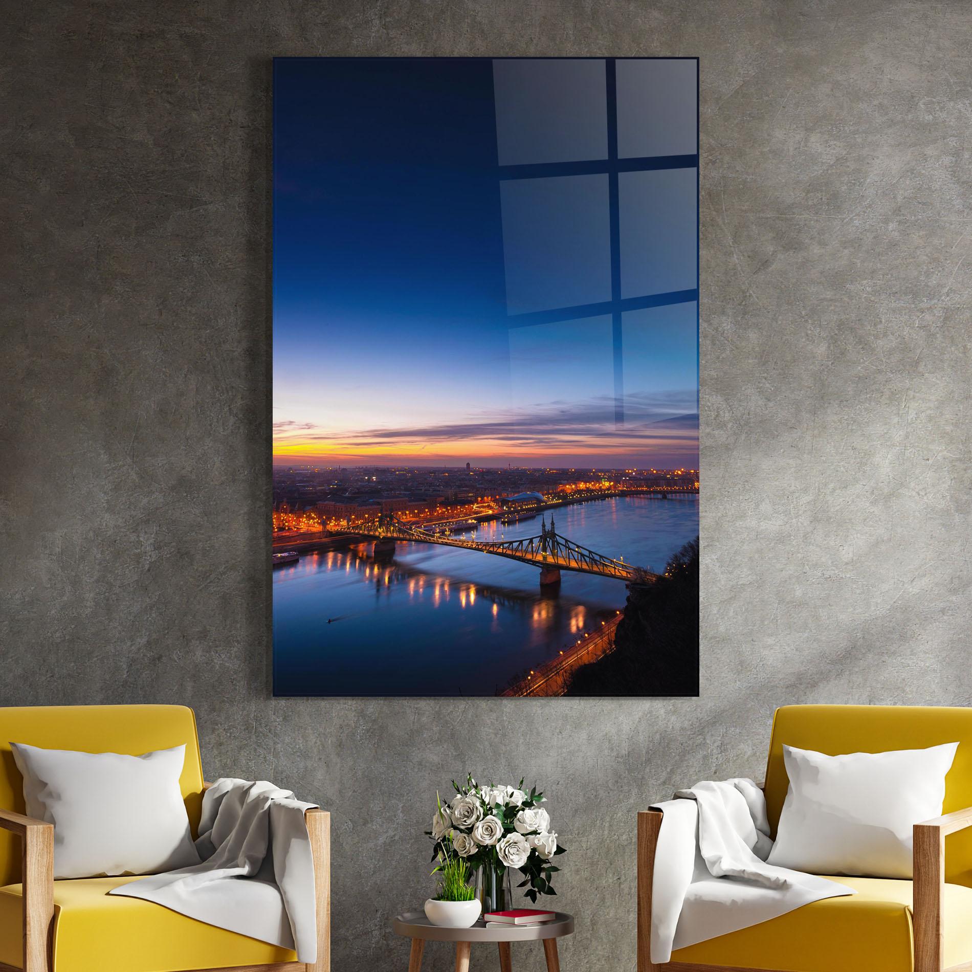 Glasbild Budapest Sunset mockup 4