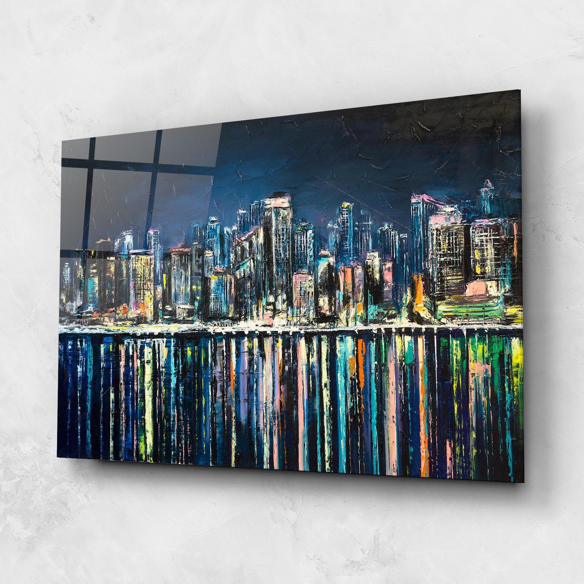 Glasbild Night Cityscape mockup 1