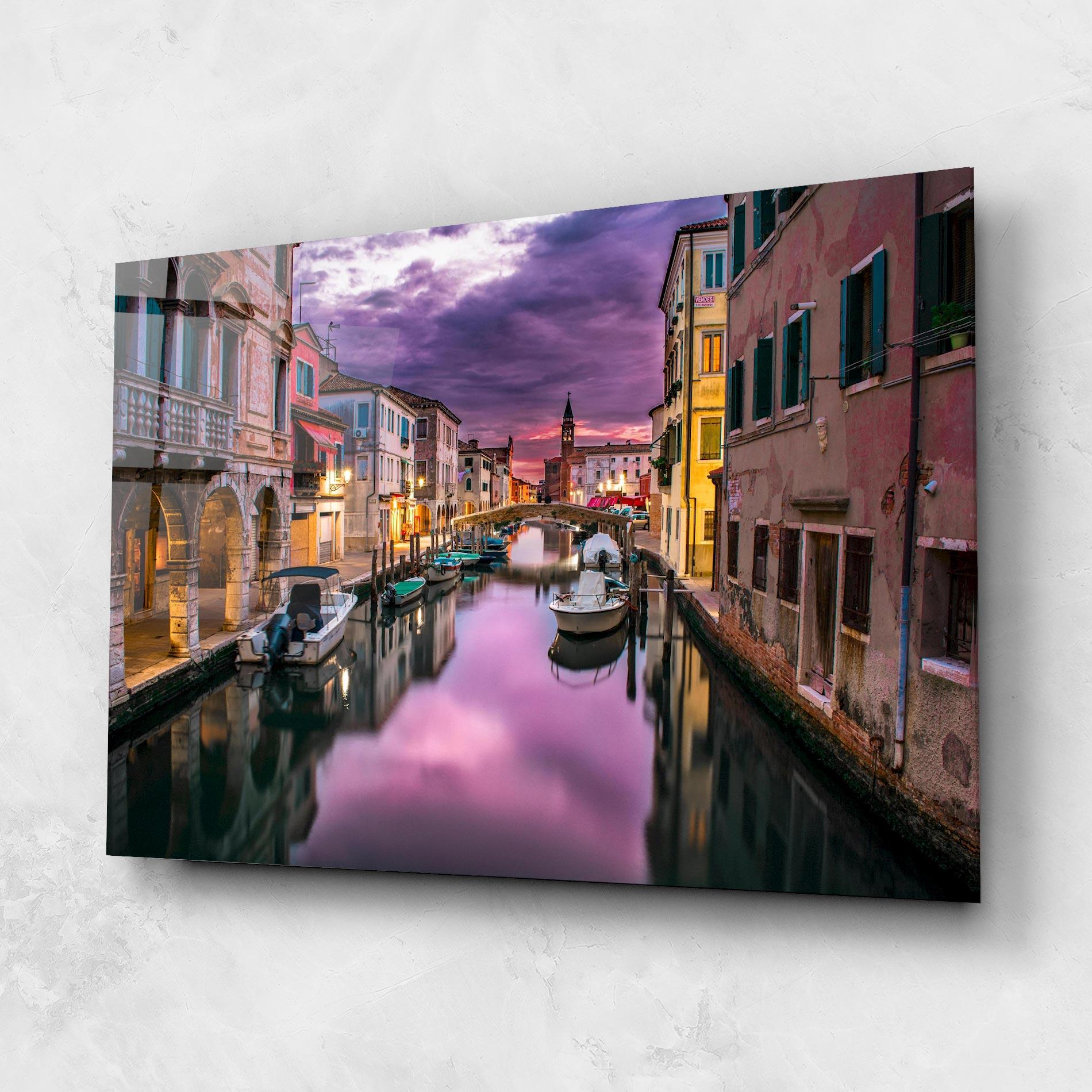 Glasbild Purple Light Venecia mockup 1