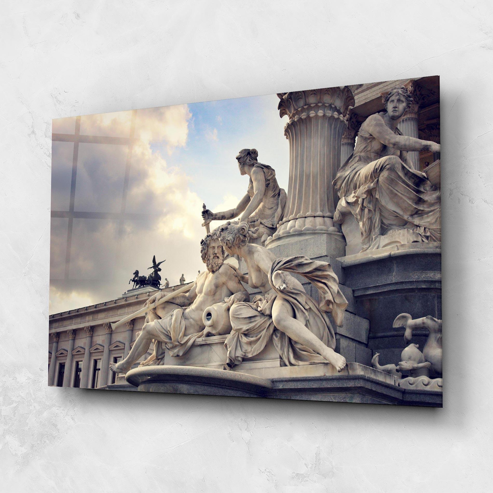 Glasbild Vienna Statue mockup 1