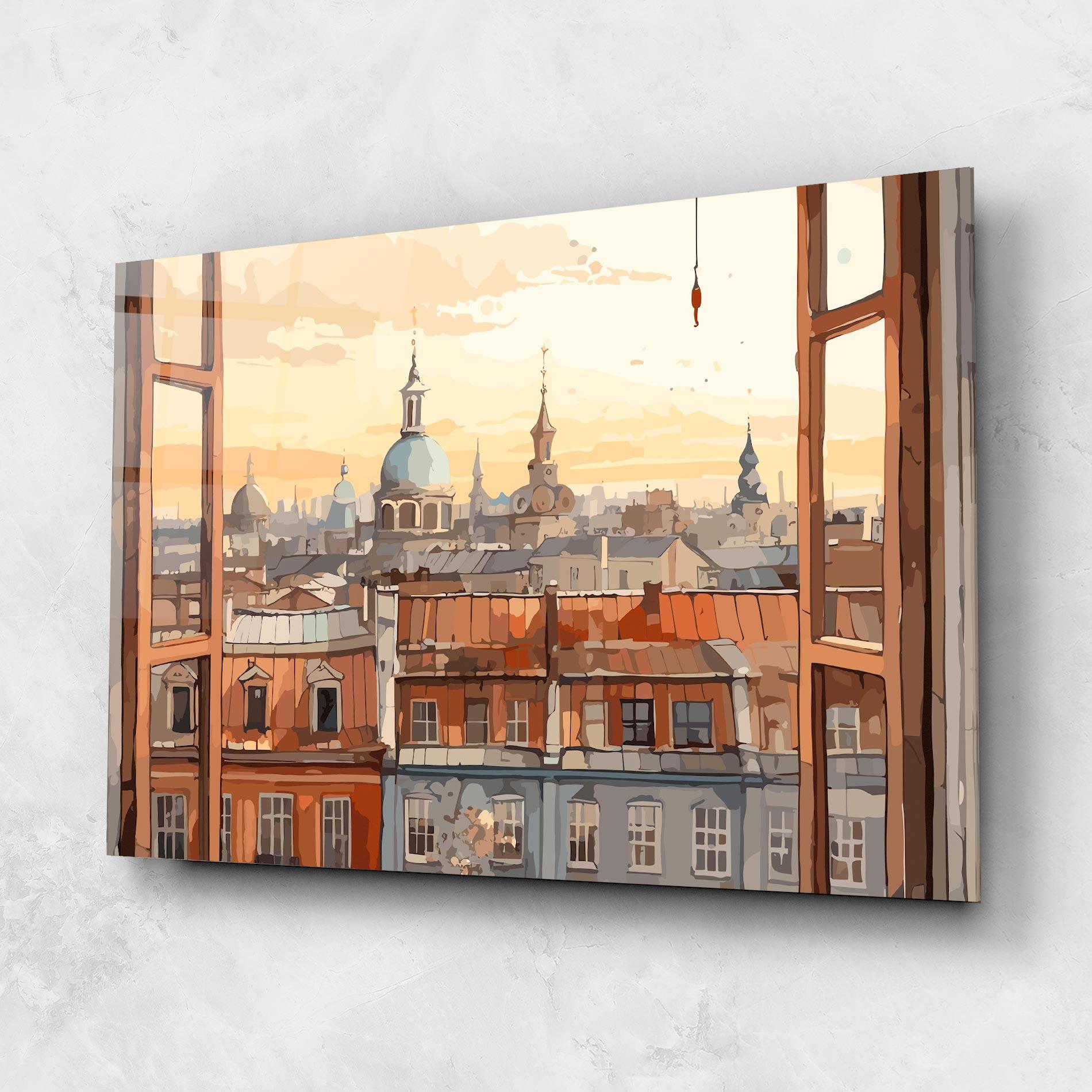 Glasbild Window City View mockup 1