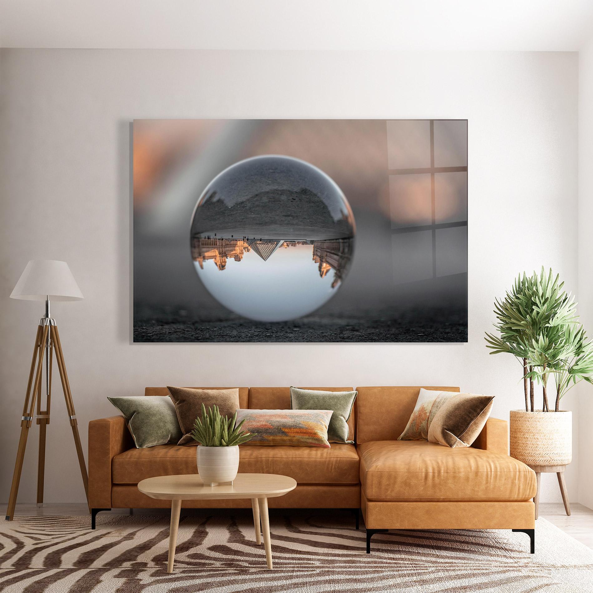 Glasbild Louvre Museum Ball mockup 7
