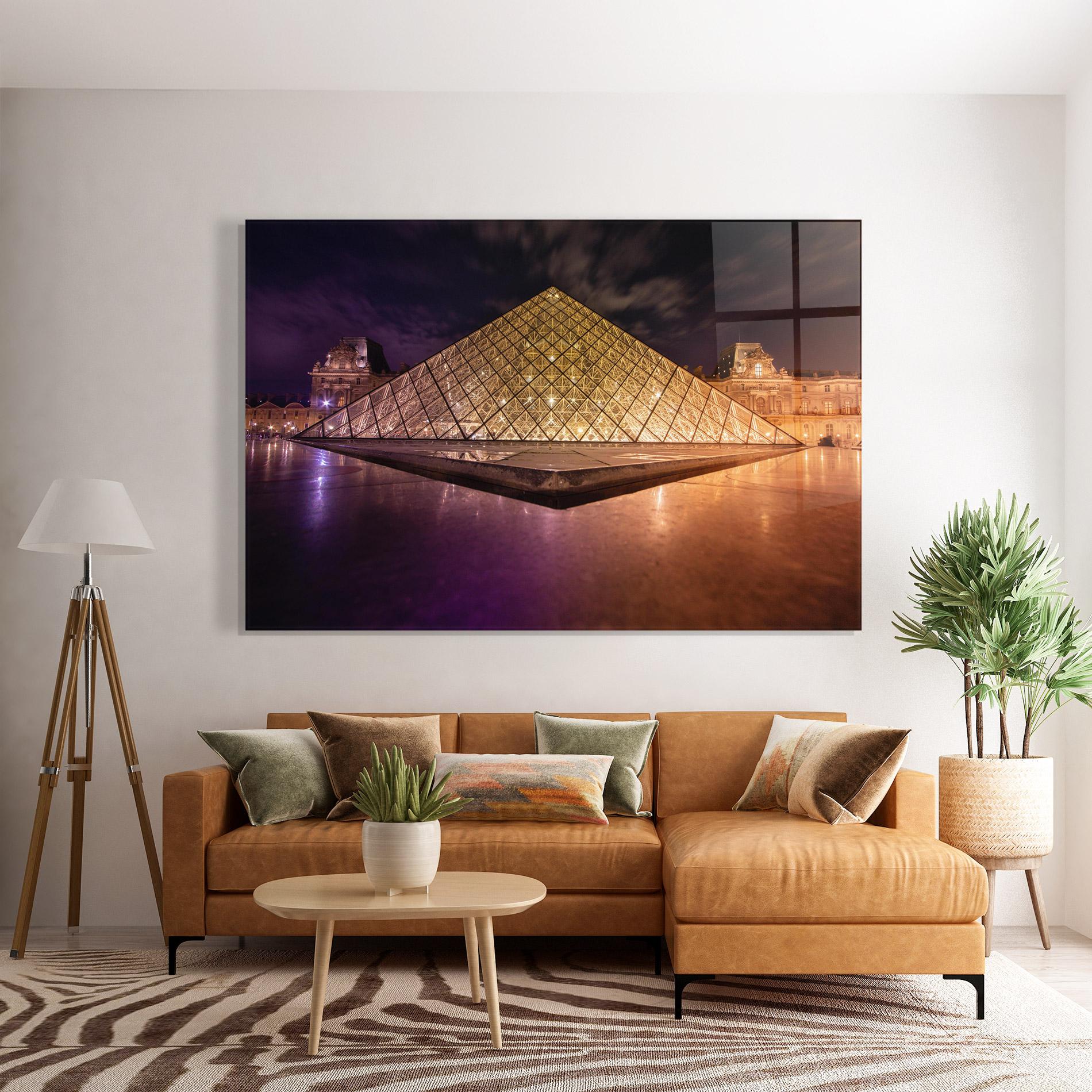 Glasbild Louvre Museum Light mockup 7