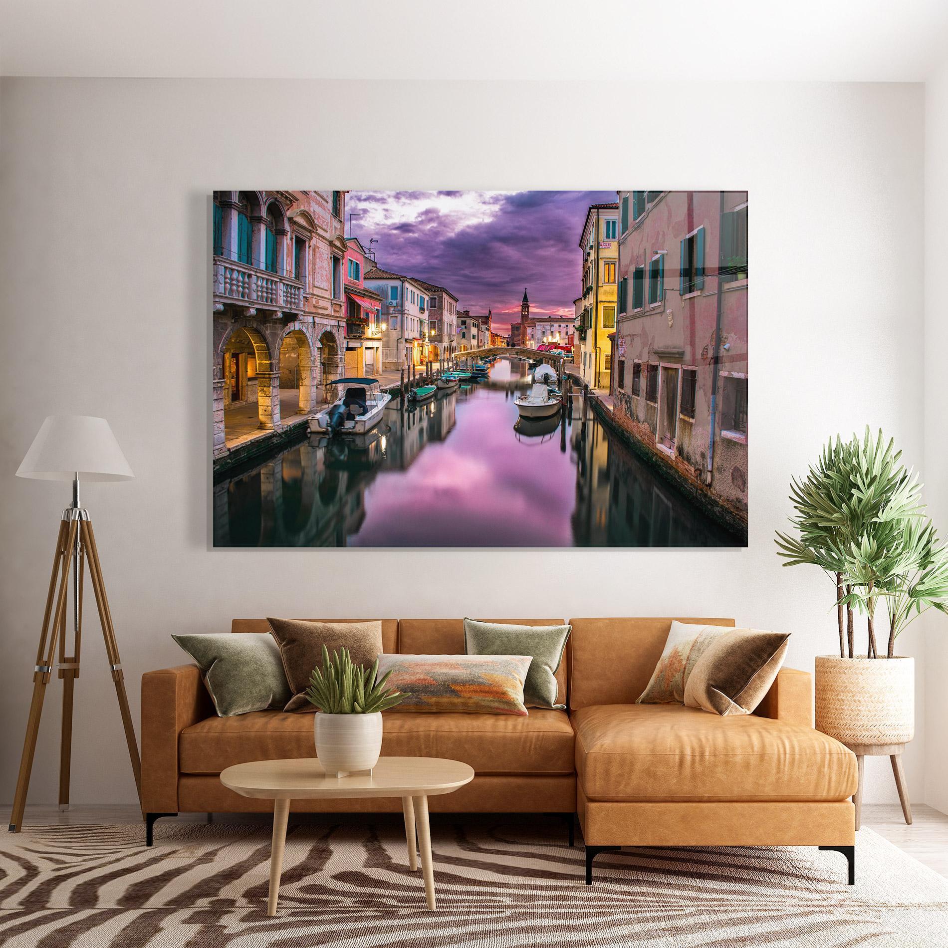 Glasbild Purple Light Venecia mockup 7