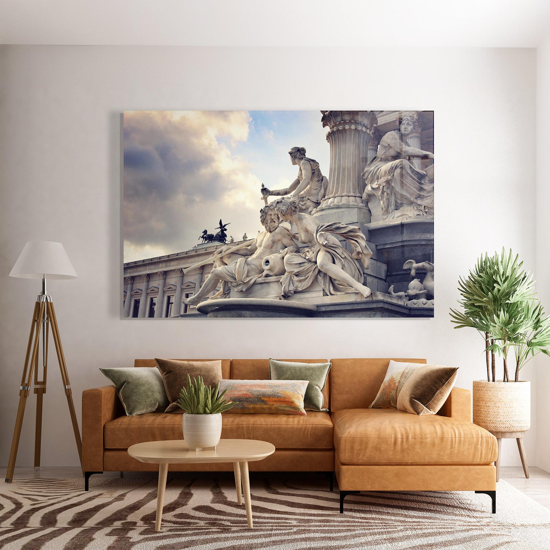Glasbild Vienna Statue mockup 7